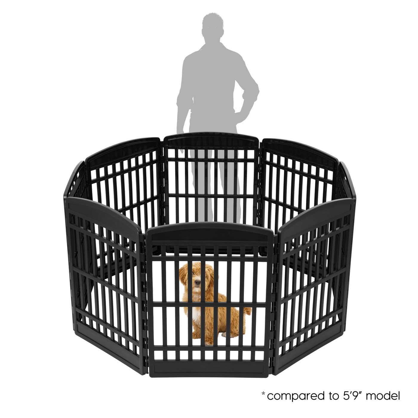 IRIS USA Dog Playpen 24" 4-Panel Puppy Playpen, 35 x 35 x 24, Dog Playpen, Dog Play Pen Indoors, Pet Fence, Puppies/Small Dogs, Black
