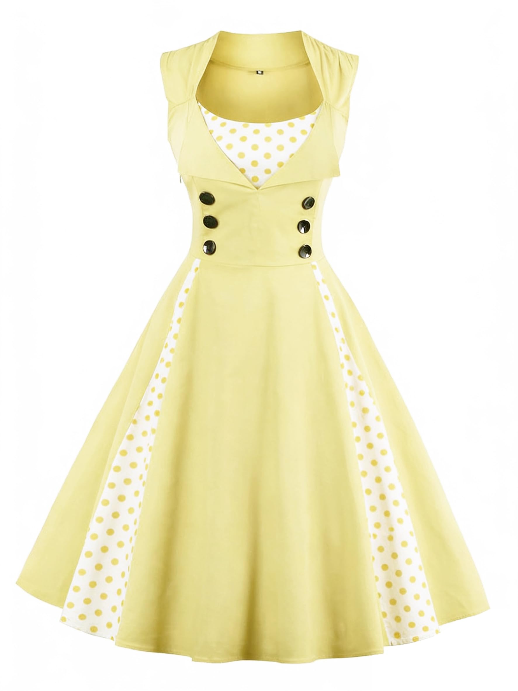Nihsatin Vintage 1950s Retro Rockabilly Swing Dress Polka Dots Cocktail Dress with Belt