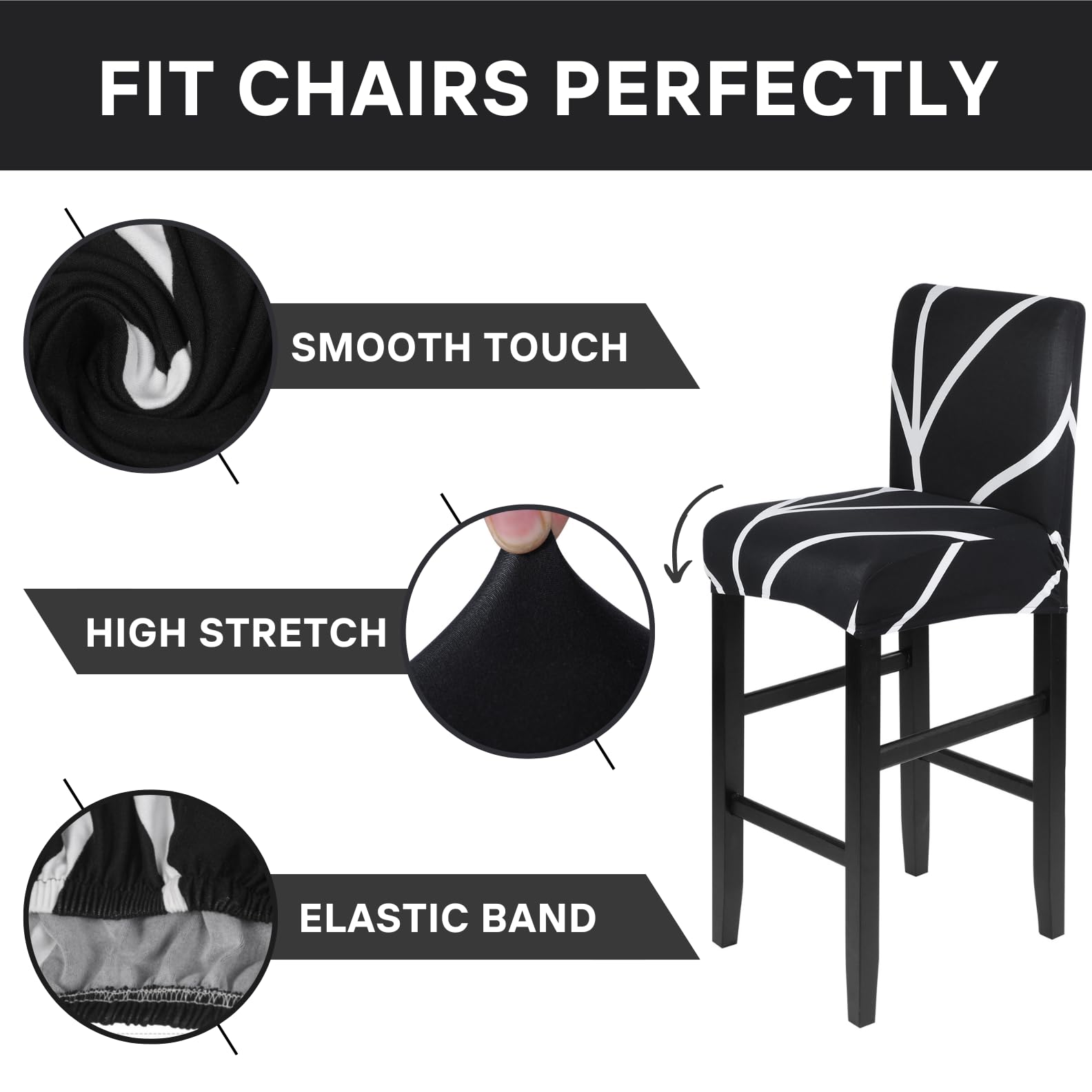 SearchI Bar Stool Covers Set of 2, Stretch Washable Barstool Seat Covers, Counter Height Chair Covers for Kitchen Dining Room Cafe (Ball Flower)