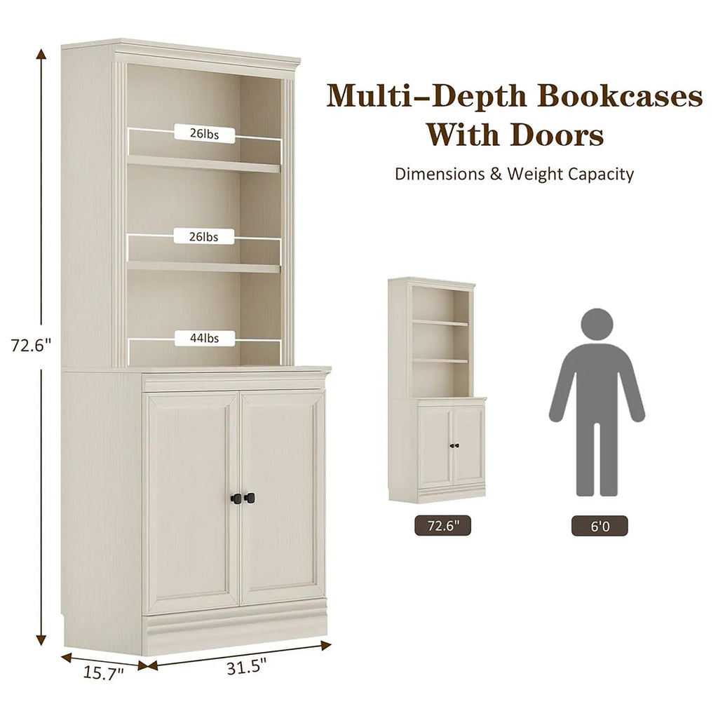 JAHRSTIM Halston Bookshelf, 5-Tier Tall Deep Storage Shelf, Adjustable Open Shelving Unit Closet Organizer and Storage for Living Room Home Office Bedroom, Modular Deep Bookcase Bookshelves
