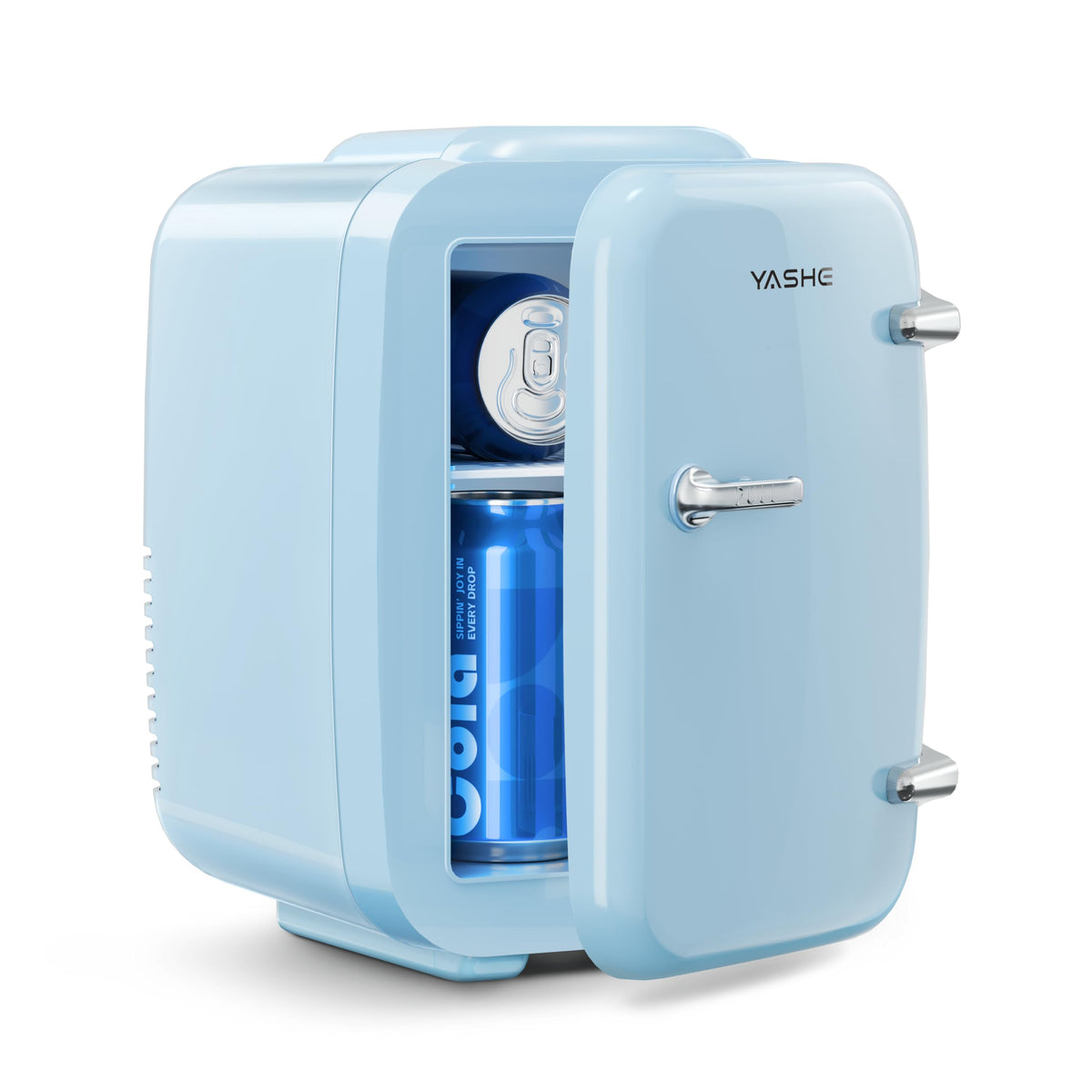 YASHE Mini Fridge, 4 Liter/6 Can Mini Makeup Fridge, 110V AC/ 12V DC Portable Thermoelectric Cooler&Warmer for Skincare, Drink, Cosmetic, Medicine, Small fridge for Bedroom, Office, Dorm, Car, Black