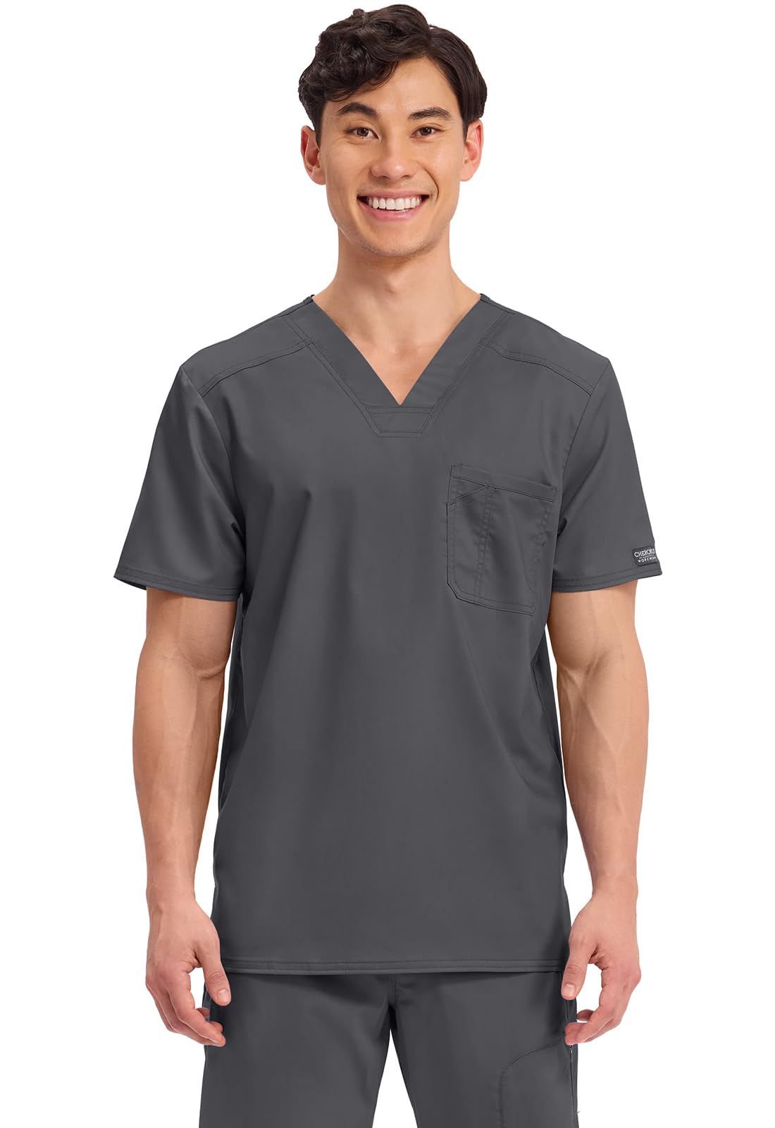 Cherokee Scrub for Men's Tuckable V-Neck Top with 1 Chest Pocket, Pen Slot, Ultra Soft, Durable, 2-Way Stretch Fabric- WW690