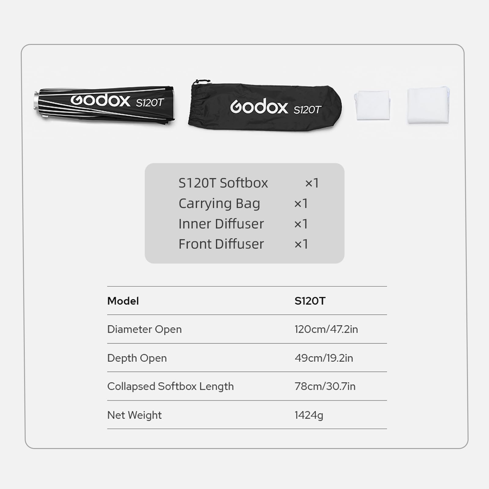 Godox S65T 65cm/25.6in Quick Release Umbrella Softbox Professional Foldable Softbox with Standard Bowen Mount & Diffusers for Photography Studio