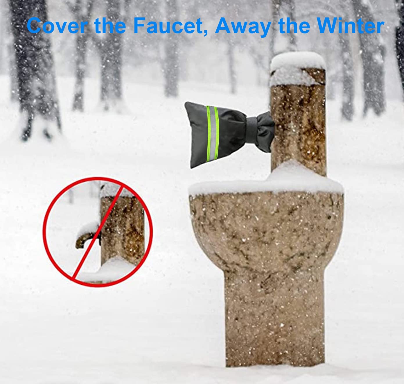 Outdoor Faucet Covers for Winter Freeze Protection, Upgraded Thicken 8.5" H x 6.1" W Outside Garden Faucet Socks for Winter Waterproof Reusable Hose Bibs Insulated Spigot Cover, 2 Pack Black