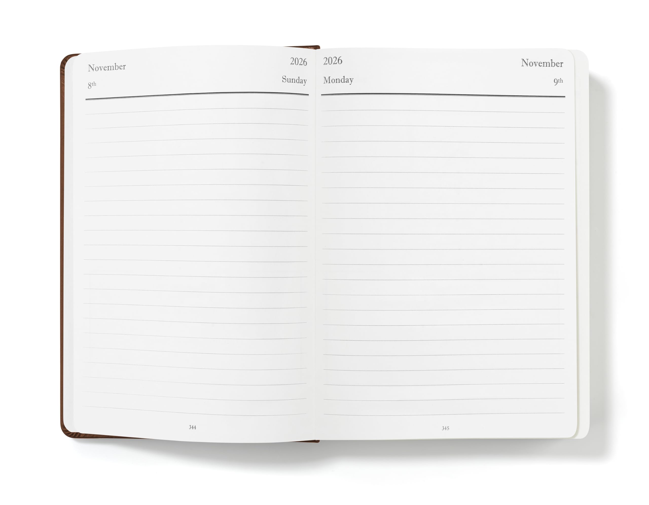 Wykeham's Executive 2026 Daily Journal Planner – US Public Holidays & Format – Customization Available (Brown, 6" x 4.5")