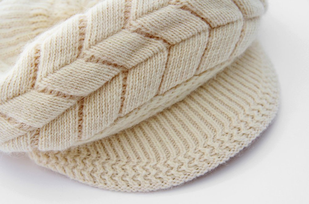 Women Winter Warm Knit Hat Wool Snow Ski Caps with Visor