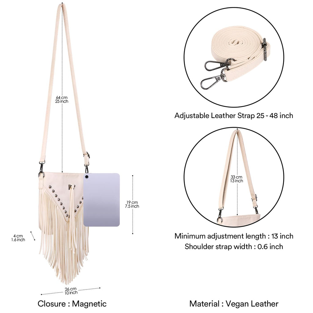 HDE Women's PU Leather Hobo Fringe Crossbody Tassel Purse Vintage Flap Envelope Handbag Western Sling Shoulder Bag
