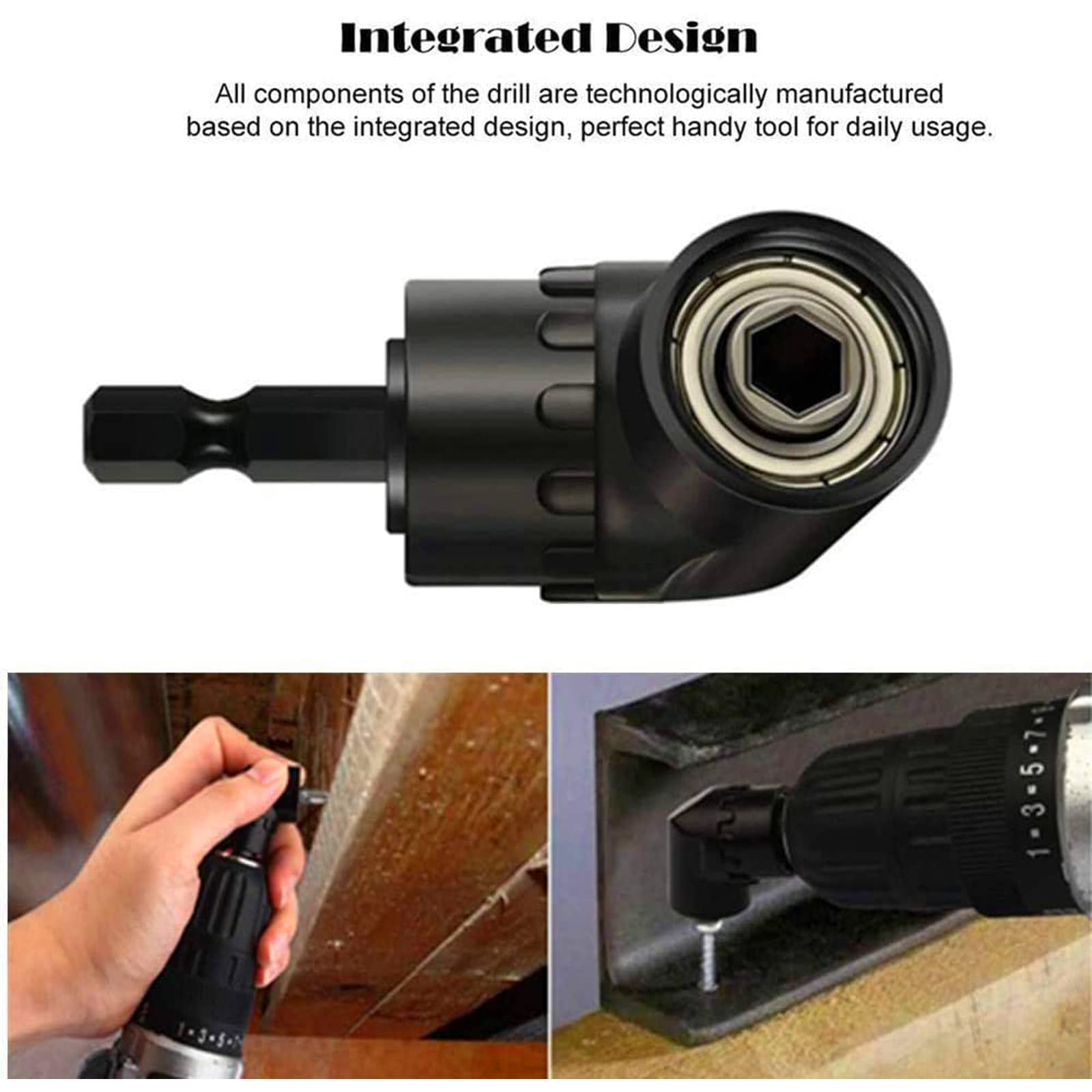 CIGOTU Impact Grade Power Hand Tools Driver Sockets Adapter Extension Set, 3Pcs 1/4 3/8 1/2" Hex Shank Drill Nut Driver Bit Set + 105 Degree Right Angle Driver Extension Screwdriver Drill Attachment