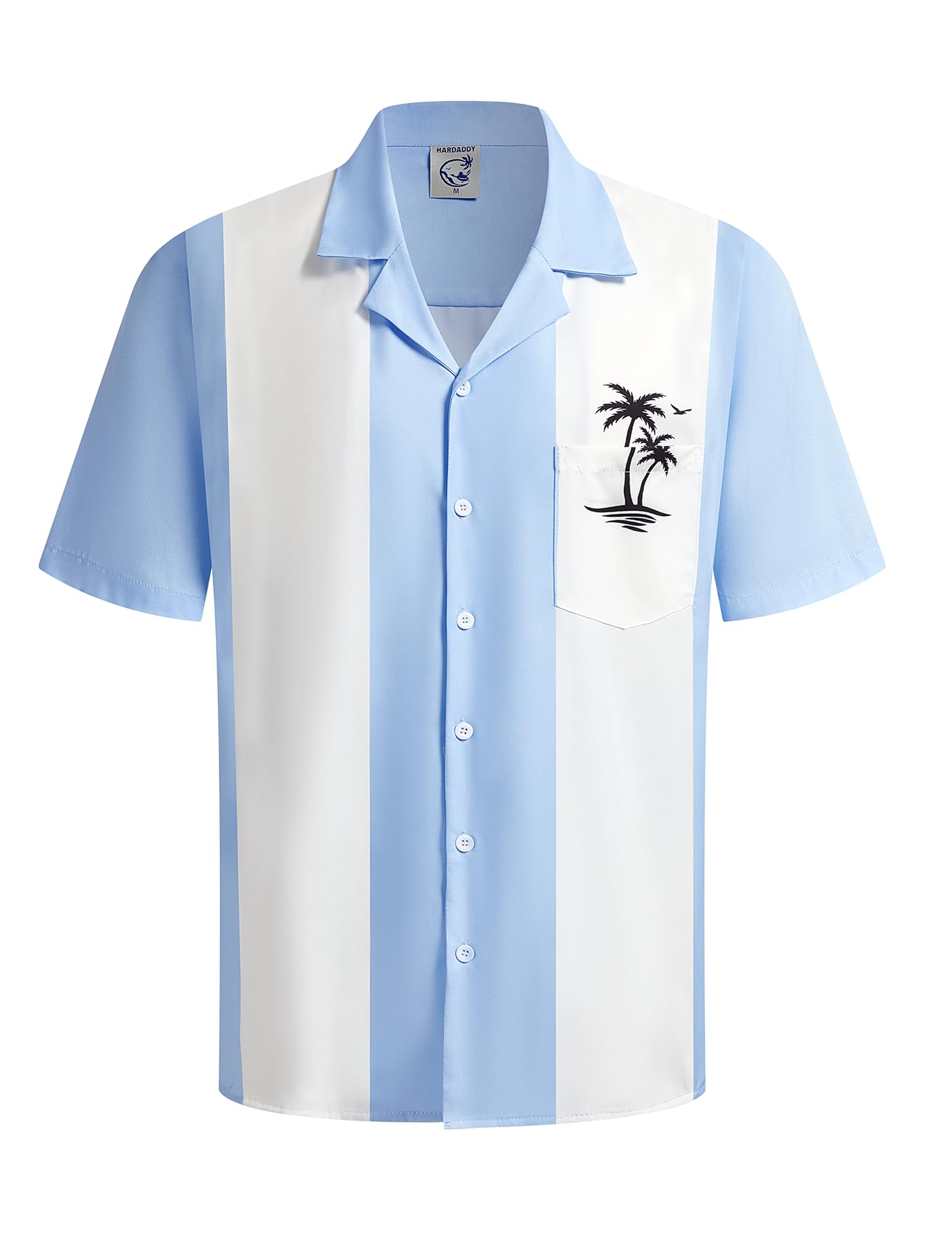 Hardaddy Men's Camp Collar Retro Vintage Bowling Button Down Shirt with Pocket Casual Short Sleeve Beach Shirts Summer