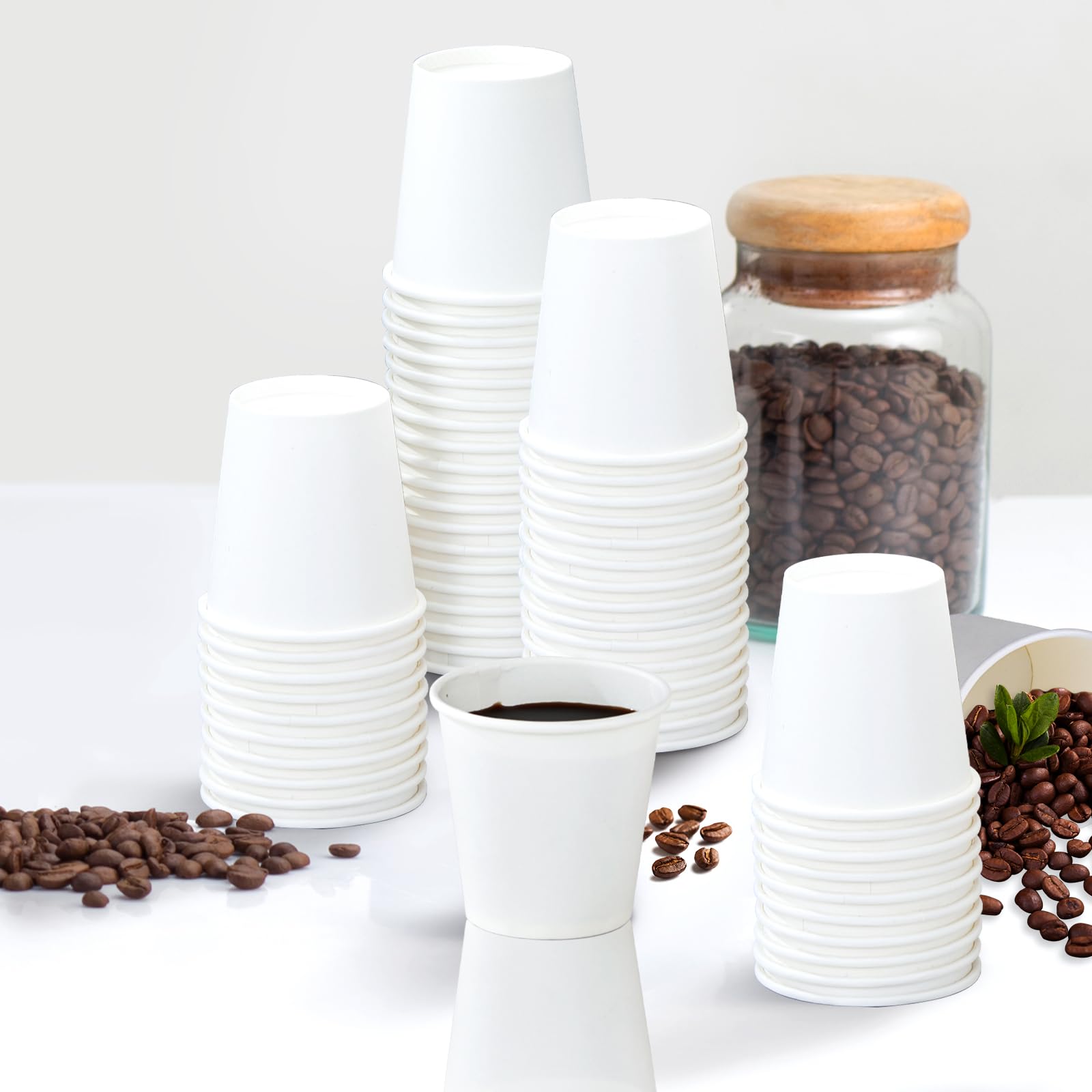 BYSNOW 100 Pack 3 oz Paper Cups, Disposable Bathroom Cups, Small Mouthwash Cups, Mini Paper Cups for Bathroom, White 100Pack