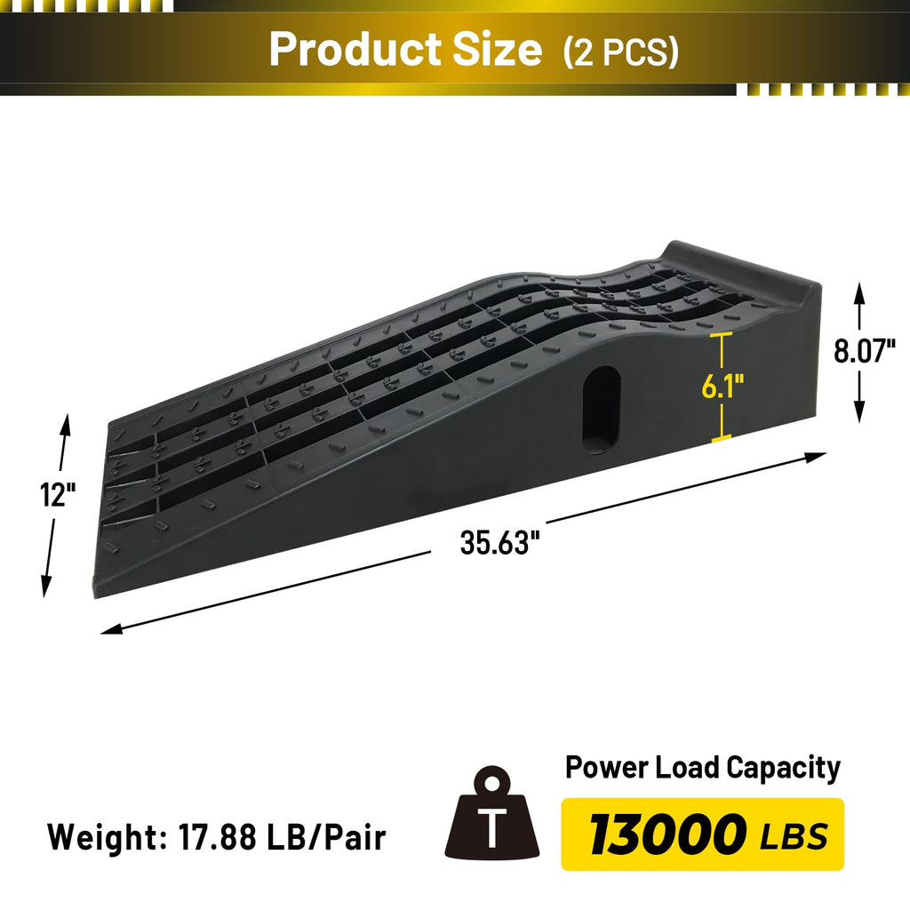 HOXWELL Detachable Low Profile Car Ramps for High Lift and Jack Support, Heavy Duty Car Ramps for Low Cars, Removable Vehicle Ramps for Garage, 15.35''-27.83'' L, 2PCS