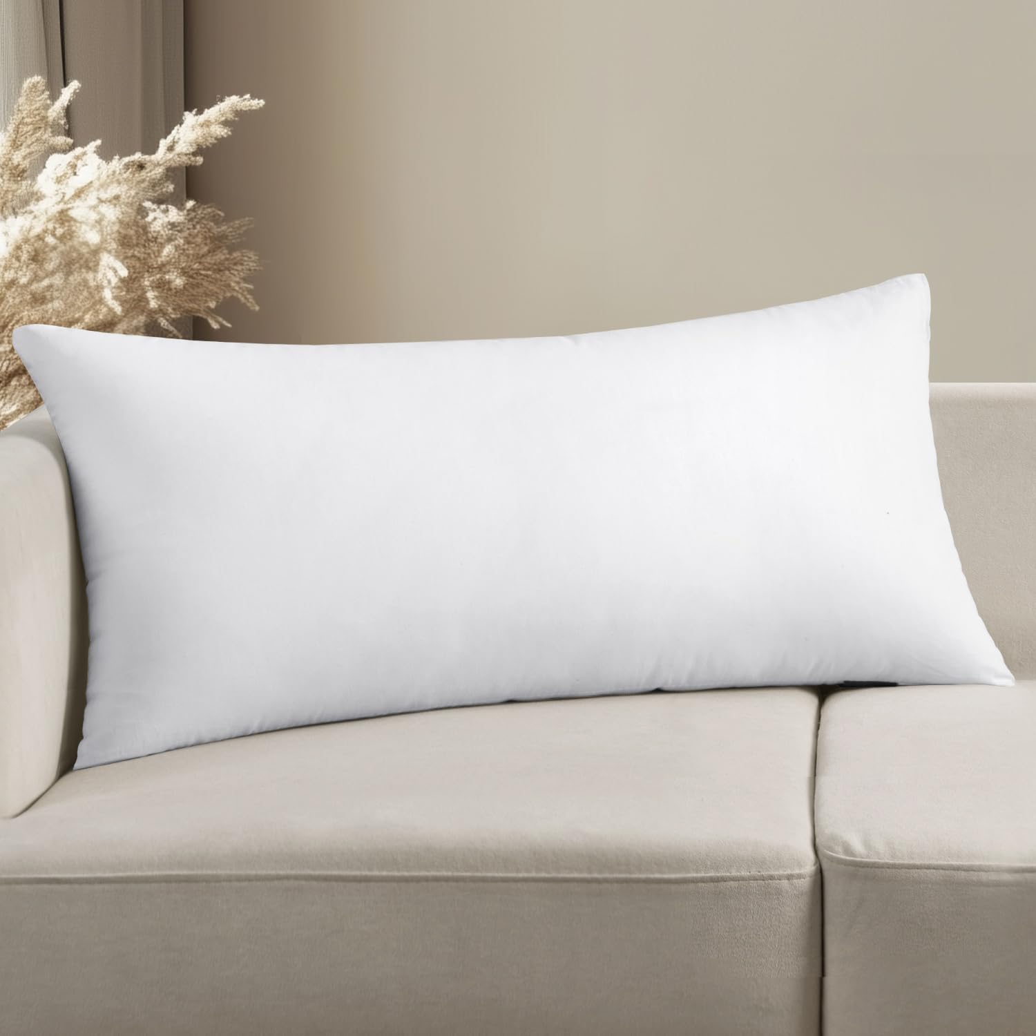 MIULEE 12x16 Inch Premium Lumbar Throw Pillow for Bed Sofa Couch Virgin Microfiber with 100% Cotton Cover Decorative Throw Pillow Insert Stuffer Form