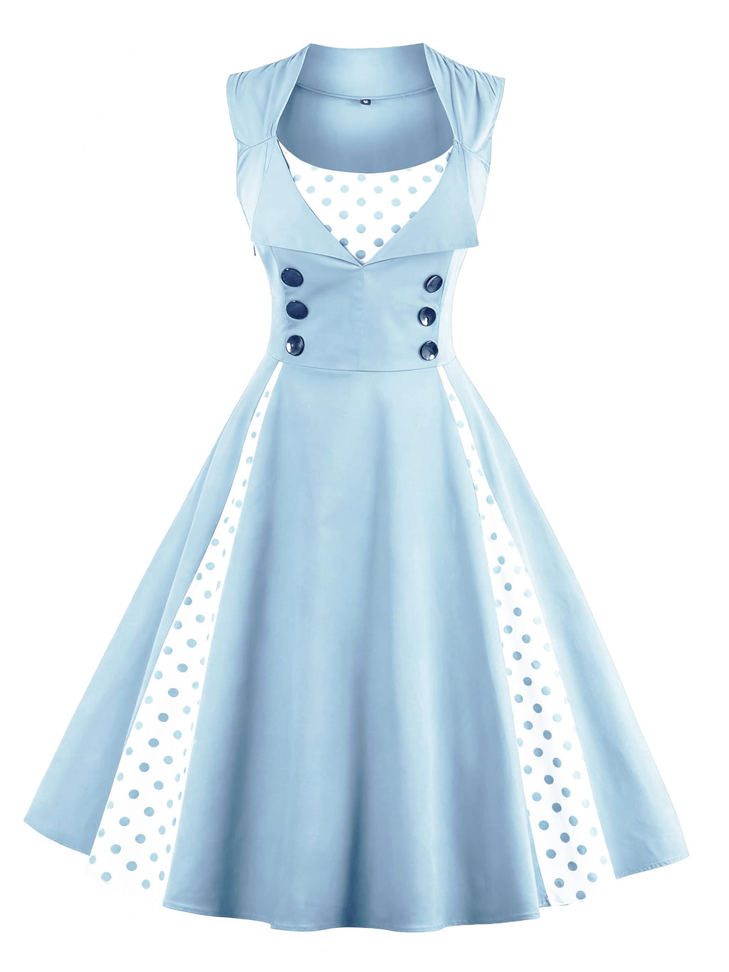 Nihsatin Vintage 1950s Retro Rockabilly Swing Dress Polka Dots Cocktail Dress with Belt