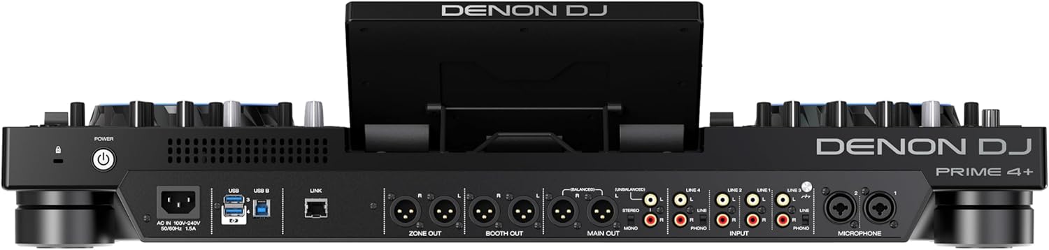 Denon DJ PRIME 4+ Standalone DJ Controller with Stem Separation on 4 Decks, Wi-Fi Streaming, Drop Sampler Mixer, 10.1" Touchscreen, Light Control