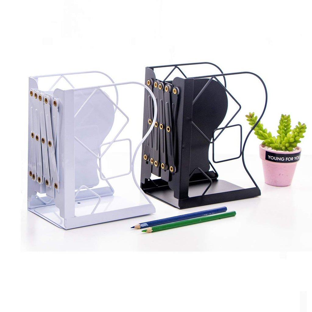 Adjustable Bookends - Nonskid Heavy Duty Book Ends for Desk - Book Stand & Organizer