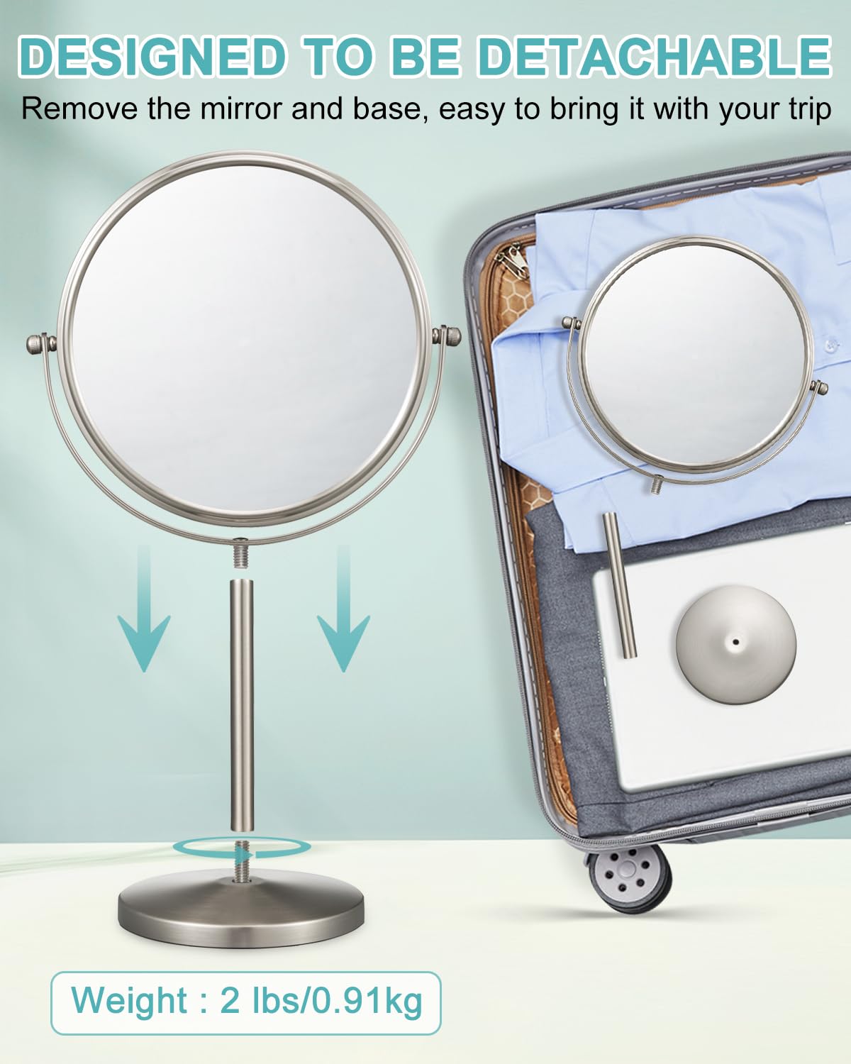 ALHAKIN 10x Magnifying Makeup Mirror, 8 Inch Tabletop Mirror Double Sided with Magnification, Swivel Make Up Mirror for Bathroom, Black