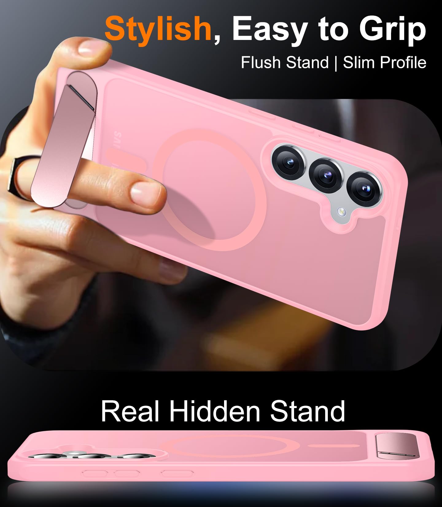 for Samsung Galaxy Z Fold 8 Case,[Compatible with MagSafe][Built-in HD Screen Protector & Kickstand][Hinge Protection]Translucent Matte Full-Body Shockproof Phone Case for Galaxy Z Fold 8,Black