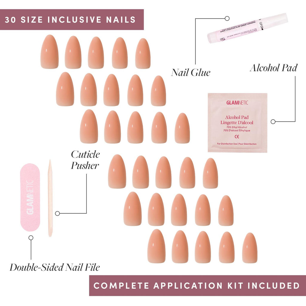 Glamnetic Press On Nails - Cashmere Blue | Opaque Soft Pale Sky Blue Short Squoval Fake Nails, Salon Quality | 15 Sizes - 30 Nail Kit