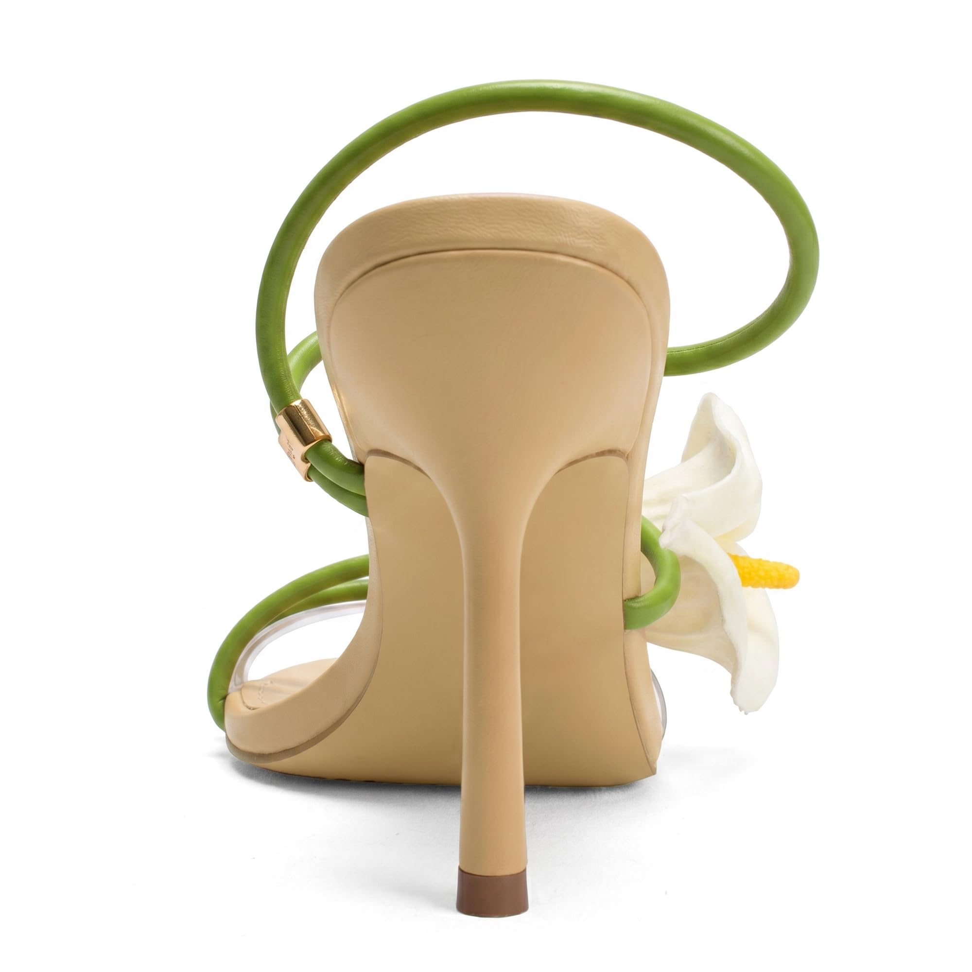 Flower High Heels for Women Calla Lily Open Toe Floral Stilettos Heels Sexy Strappy Wedding Birthday Dressy Heeled Sandals