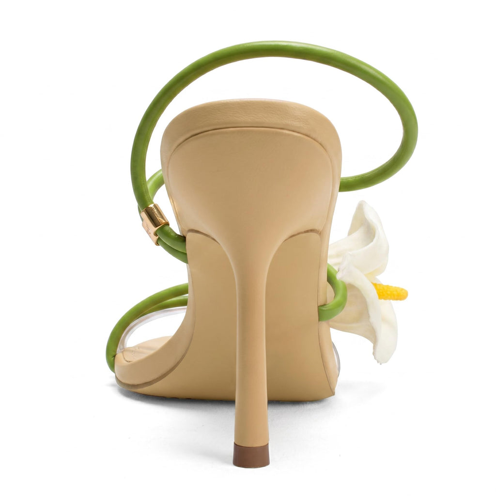Flower High Heels for Women Calla Lily Open Toe Floral Stilettos Heels Sexy Strappy Wedding Birthday Dressy Heeled Sandals