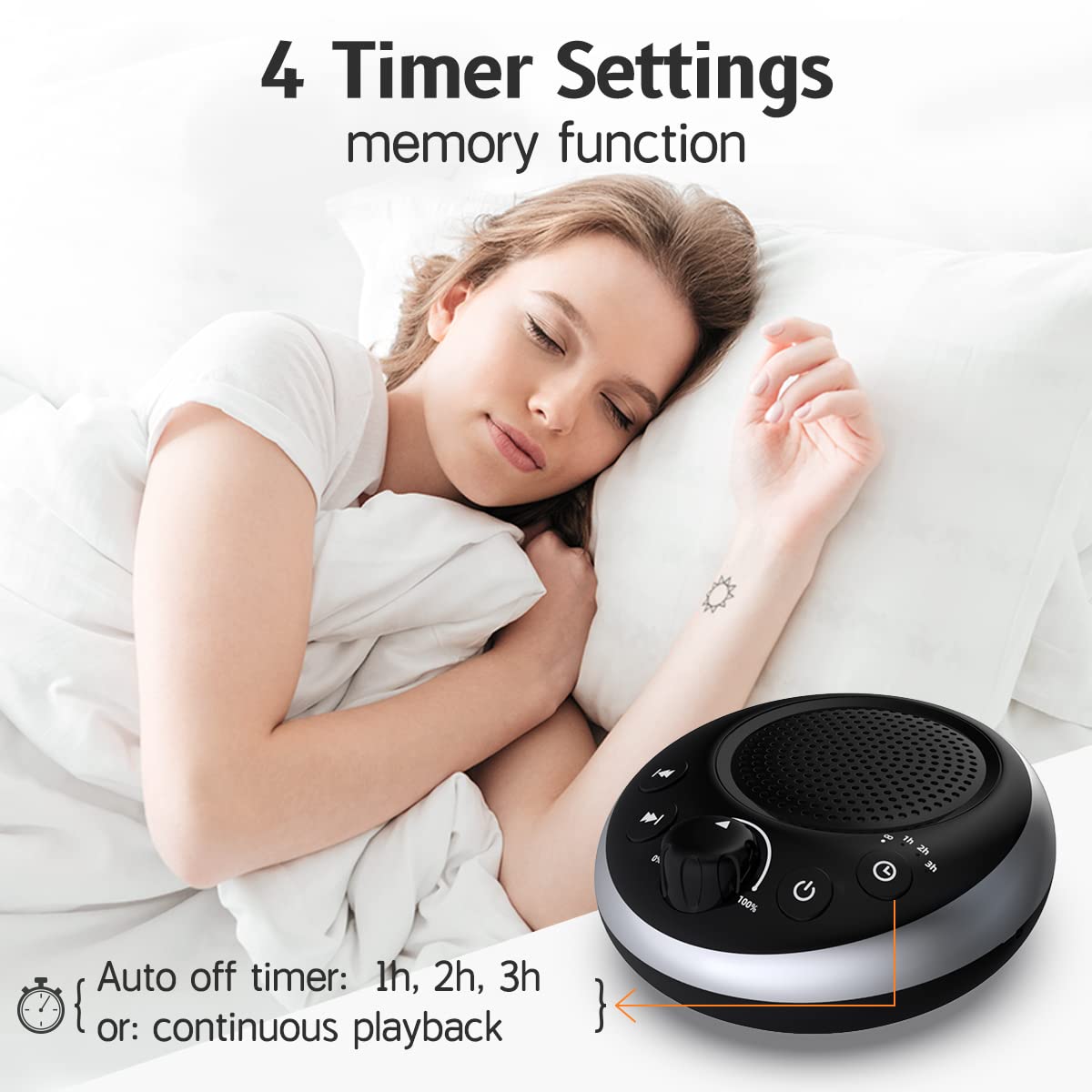 Brown Noise Sound Machine White Noise Machine Nonstop 30 Soothing Sounds Sound Therapy for Baby Kids Adults Sleep Machine 36-Level Vol Auto-Off Timer Memory Function for Home Travel Office