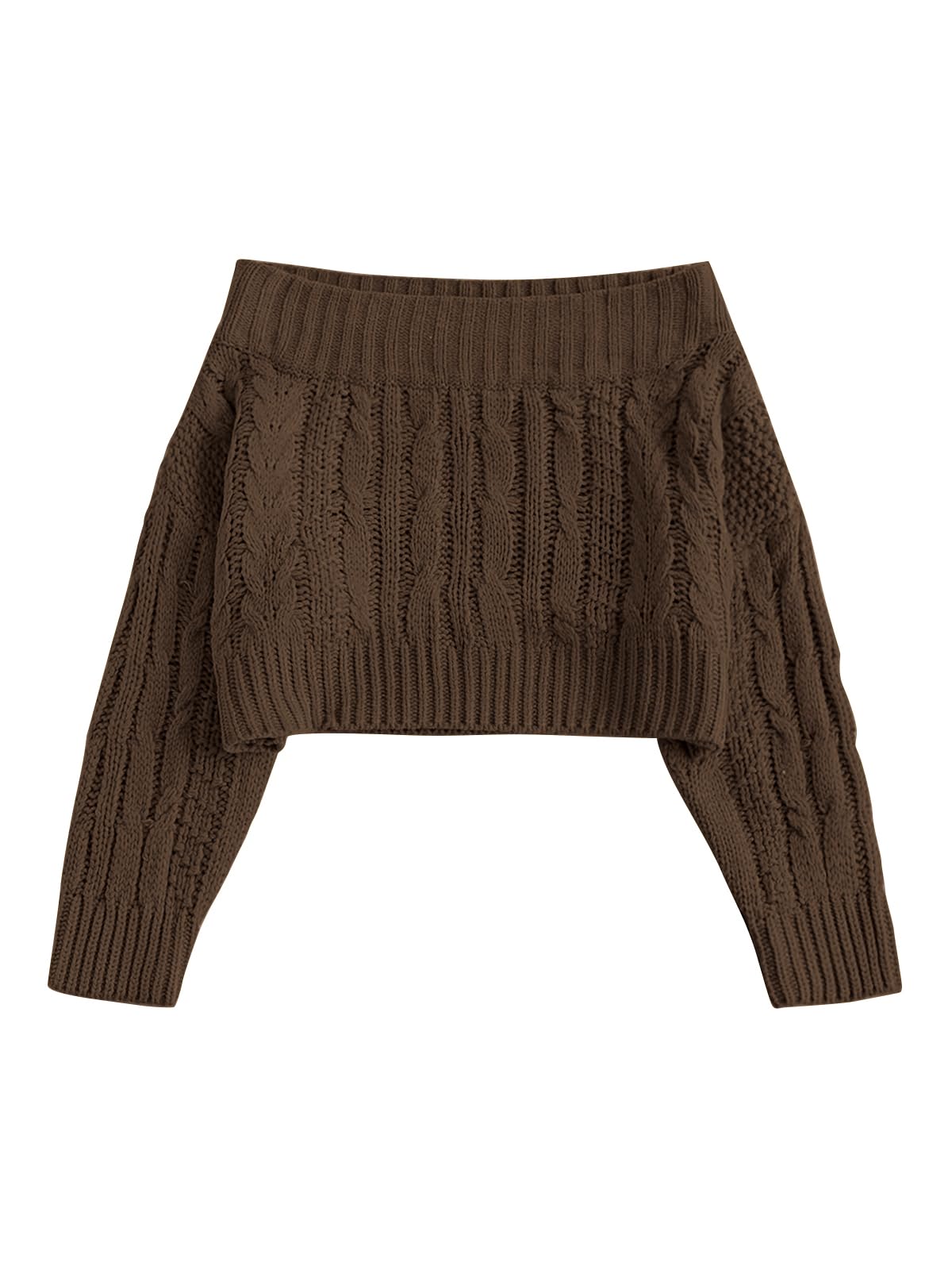 ZAFUL Women V Neck Button Knit Crop Sweaters Batwing Sleeve V Back Ribbed Hem Pullover Sweater