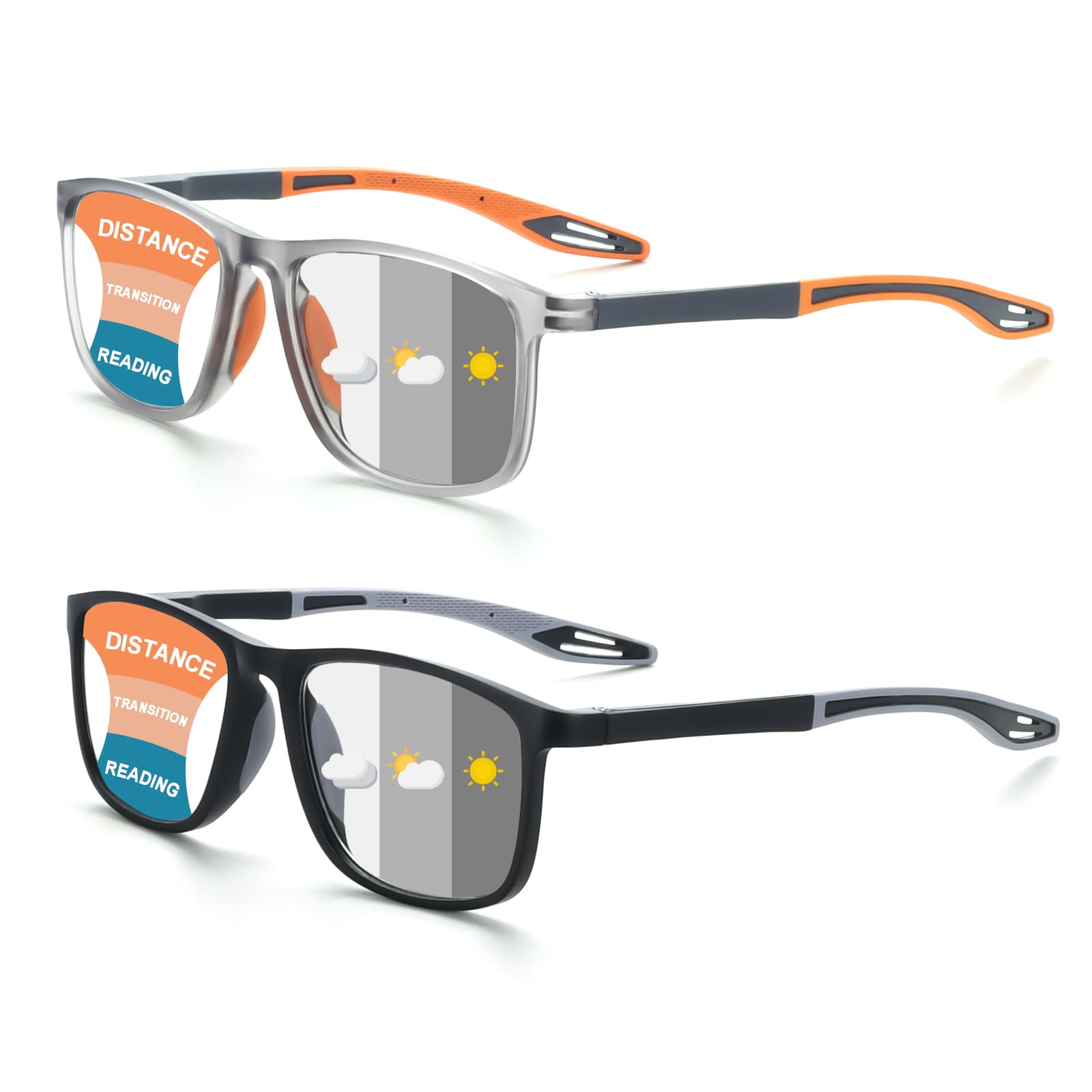 BLOEXCLU 4 Pack Progressive Multifocus Reading Glasses for Men Women TR90 Sports Style Anti-Blue Light Computer Readers