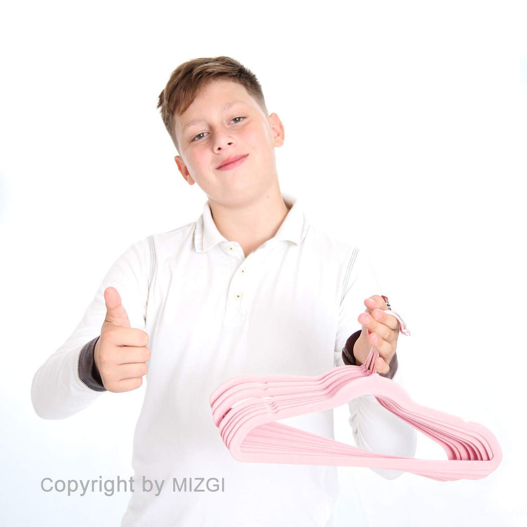 MIZGI Baby Velvet Hangers,Non-Slip Kids & Toddler Hangers,11.8 Inch Hangers for Baby Clothes,Pack of 50(Black/Black)