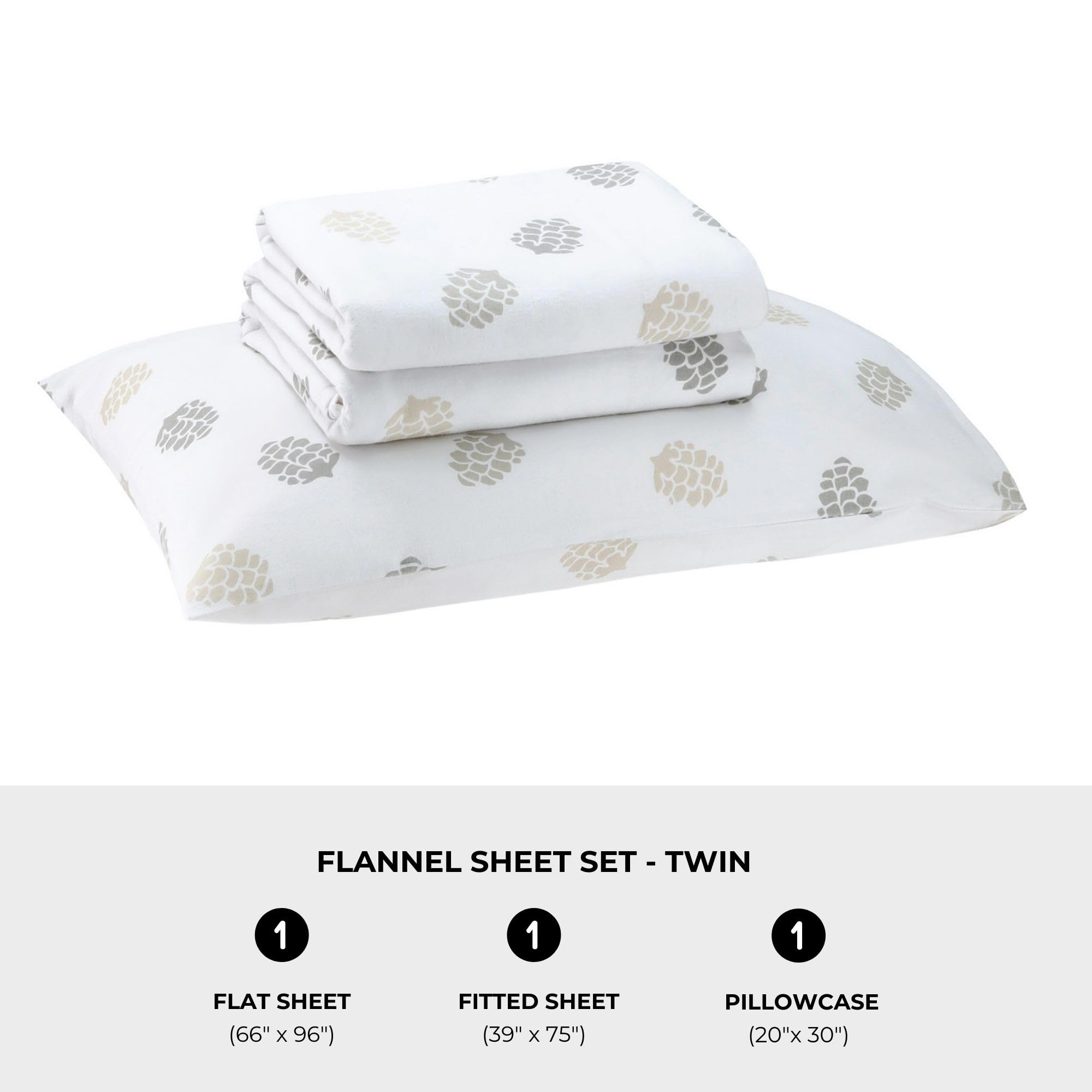 Featherhead 100% Cotton 4PCs Flannel Sheet Set | Double-Brushed for Extra Softness, Warm & Breathable, Extra Deep Pockets fits Up to 17” (Beige, Twin)