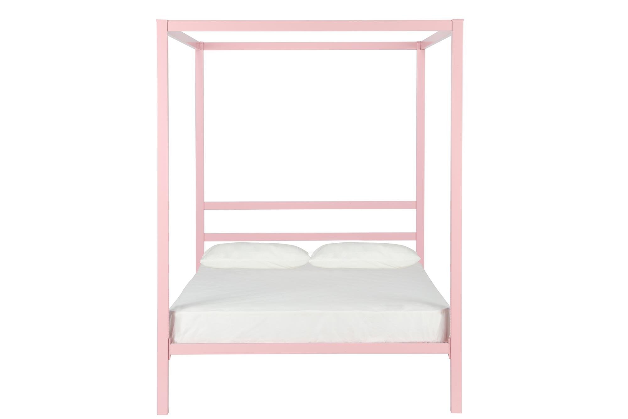 DHP King Metal Canopy Bed, Modern Design with Built-In Headboard, Sturdy Frame, No Box Spring Needed, Gunmetal Gray