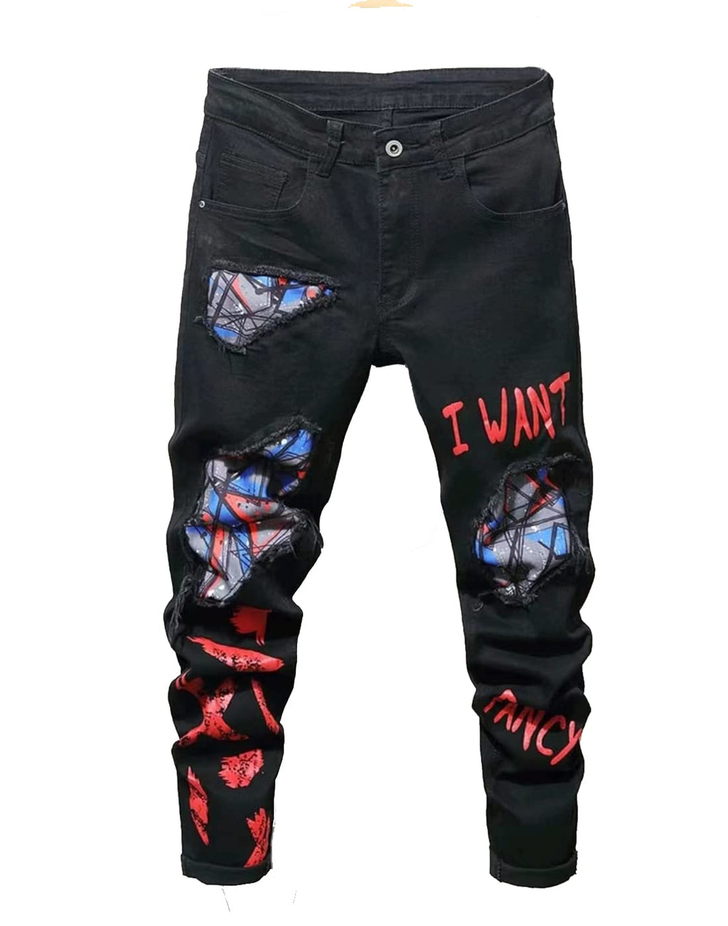 Boy's Skinny Fit Ripped Destroyed Distressed Stretch Slim Jeans Pants