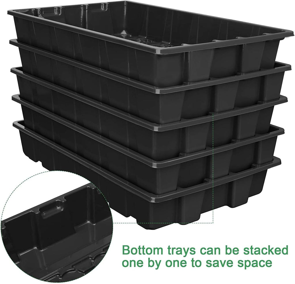 MIXC Seed Starter Tray with Lights, 2 Packs Mini Propagator Plant Grow Kit Greenhouse with Humidity Vented Domes and Base for Seeds Starting, Black