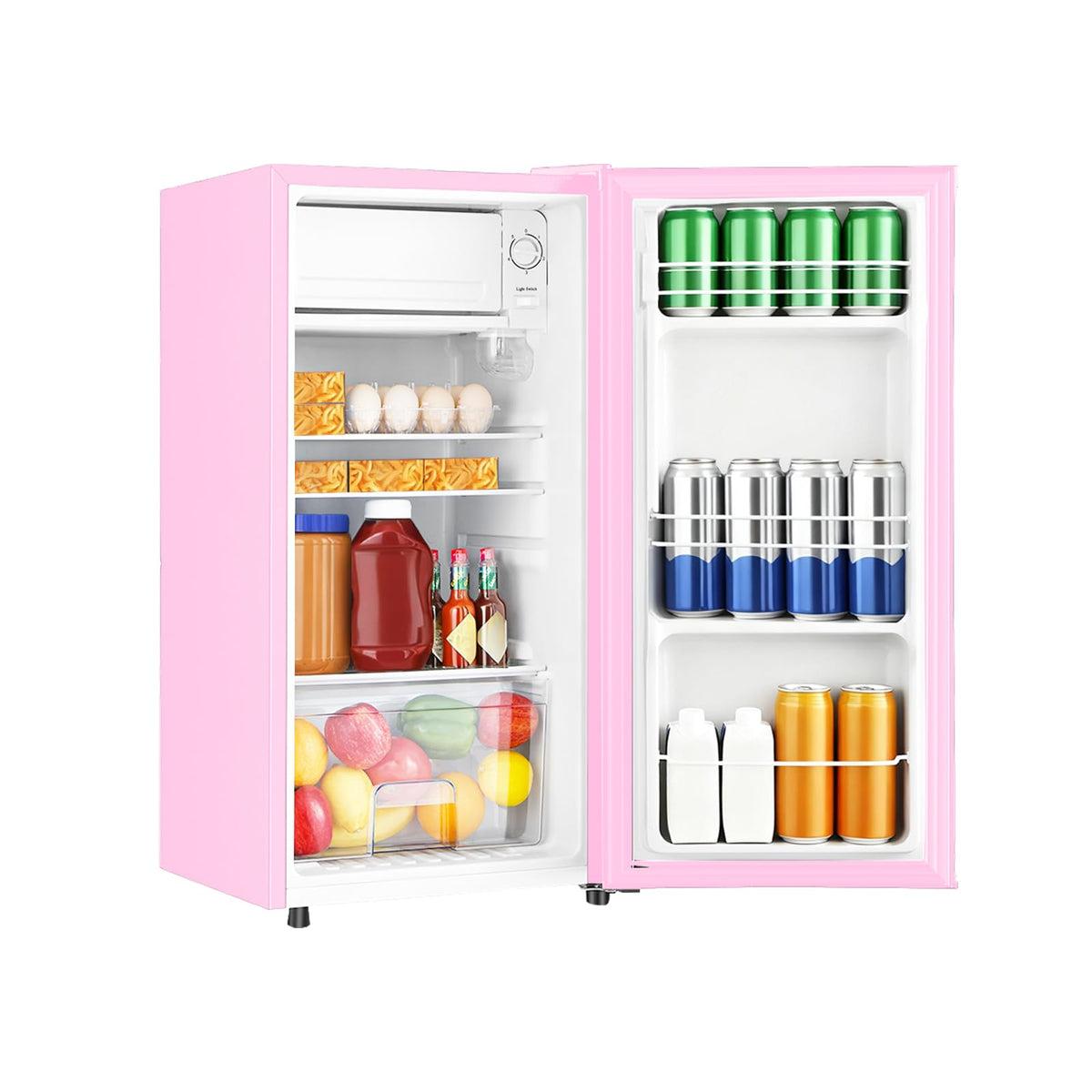 HAILANG 3.1 Cu.Ft Mini Fridge with Freezer, Single Door Mini Refrigerator, 5 Settings Temperature Adjustable, Compact Refrigerator for Apartment,Dorm, Office, Bedroom