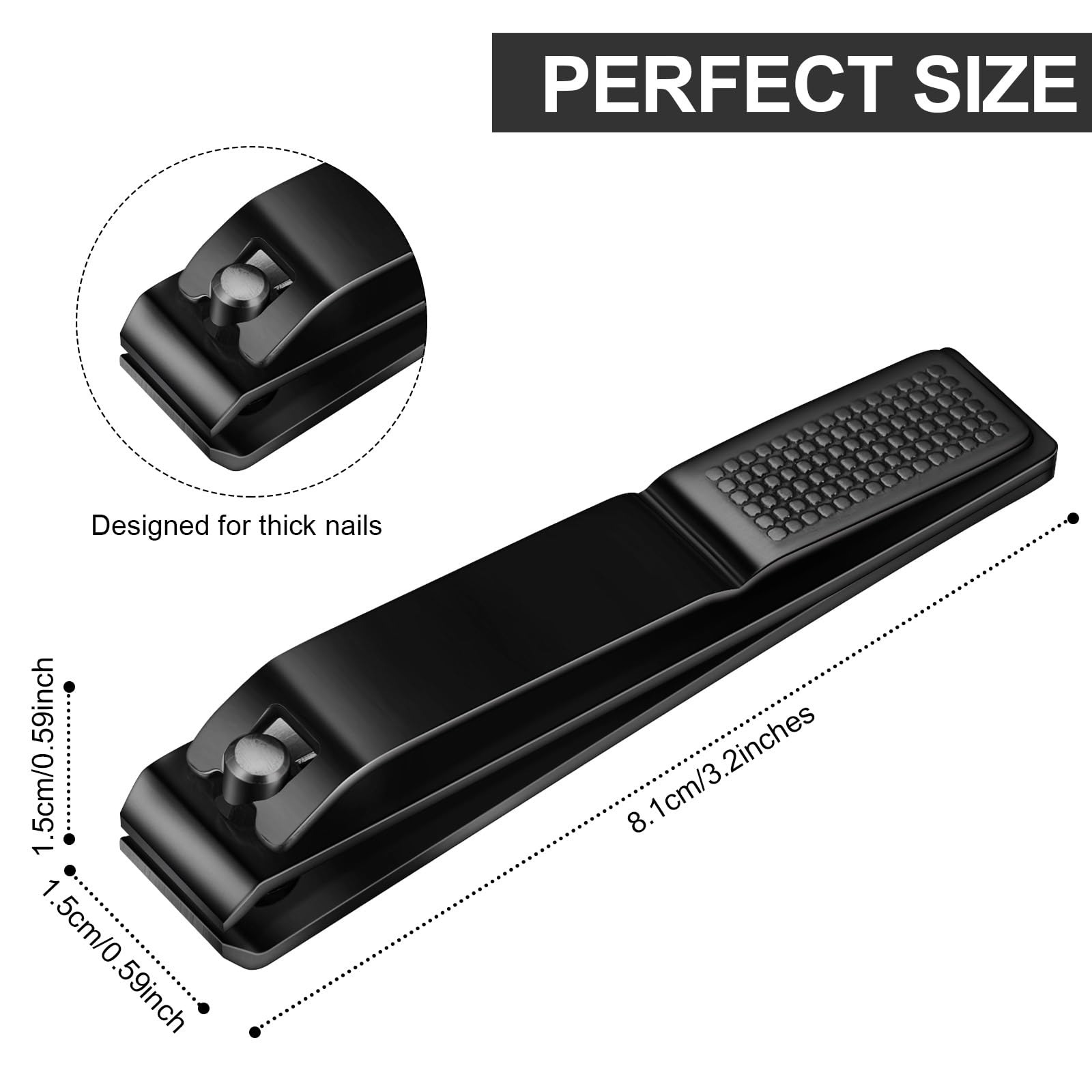 Mudder 6 Pcs Black Large Toenails Clippers Big Nail Clippers Straight Edge Toenails Cutters Stainless Steel Nails Trimmer Cutters for Men Women Thick Nails, Straight Sharp Blade and Anti-Slip Handle