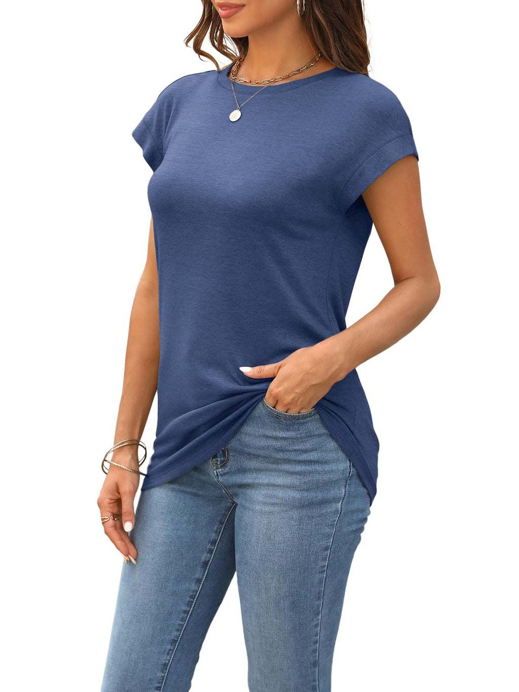 SUNBS 3 Pack Womens Summer Cap Sleeve T Shirts Business Casual Dressy Tops