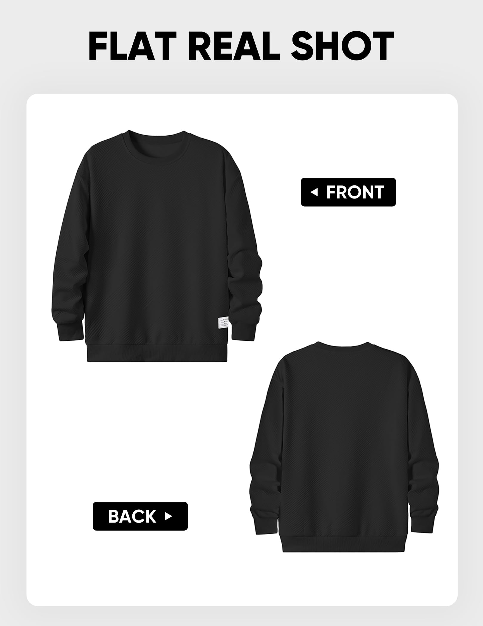Dokotoo Men Men's Crewneck Sweatshirts Soild Color Geometric Texture Long Sleeve Casual Pullover Shirt