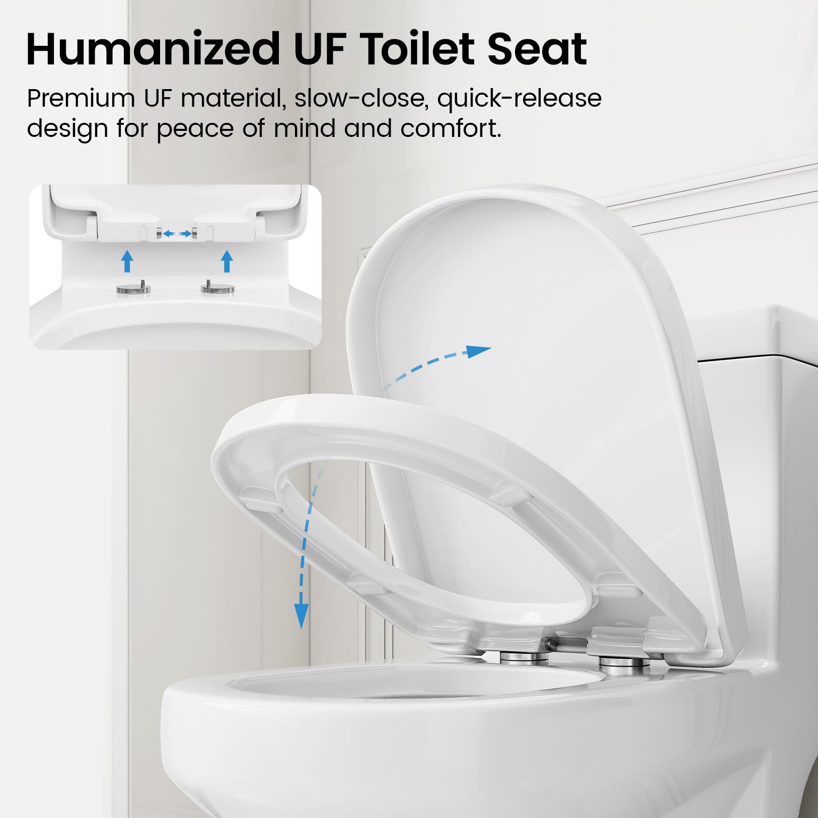 Compact One Piece Toilet for Bathroom, Space-Saving Powerful Dual Flush Round Small Toilet, Average 1.28 GPF, Skirted Design with Upgraded UF Quiet & Soft Close Seat (10" Rough-in Toilet)