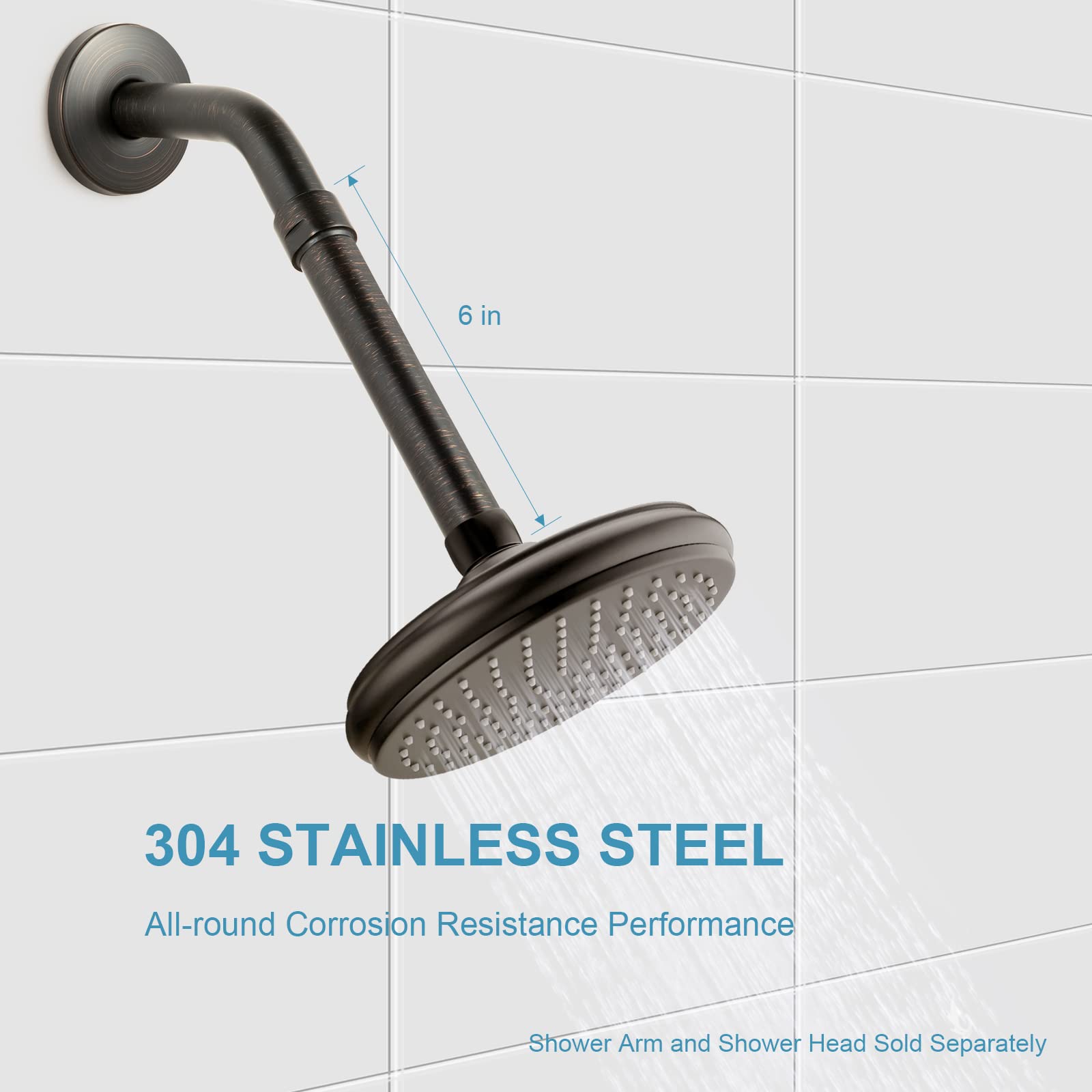 OFFO Shower Head Extension Arm, Shower Arm Extension Shower Head Extender Made of 304 Stainless Steel Shower Pipe Extension, Bright Gold 3 in