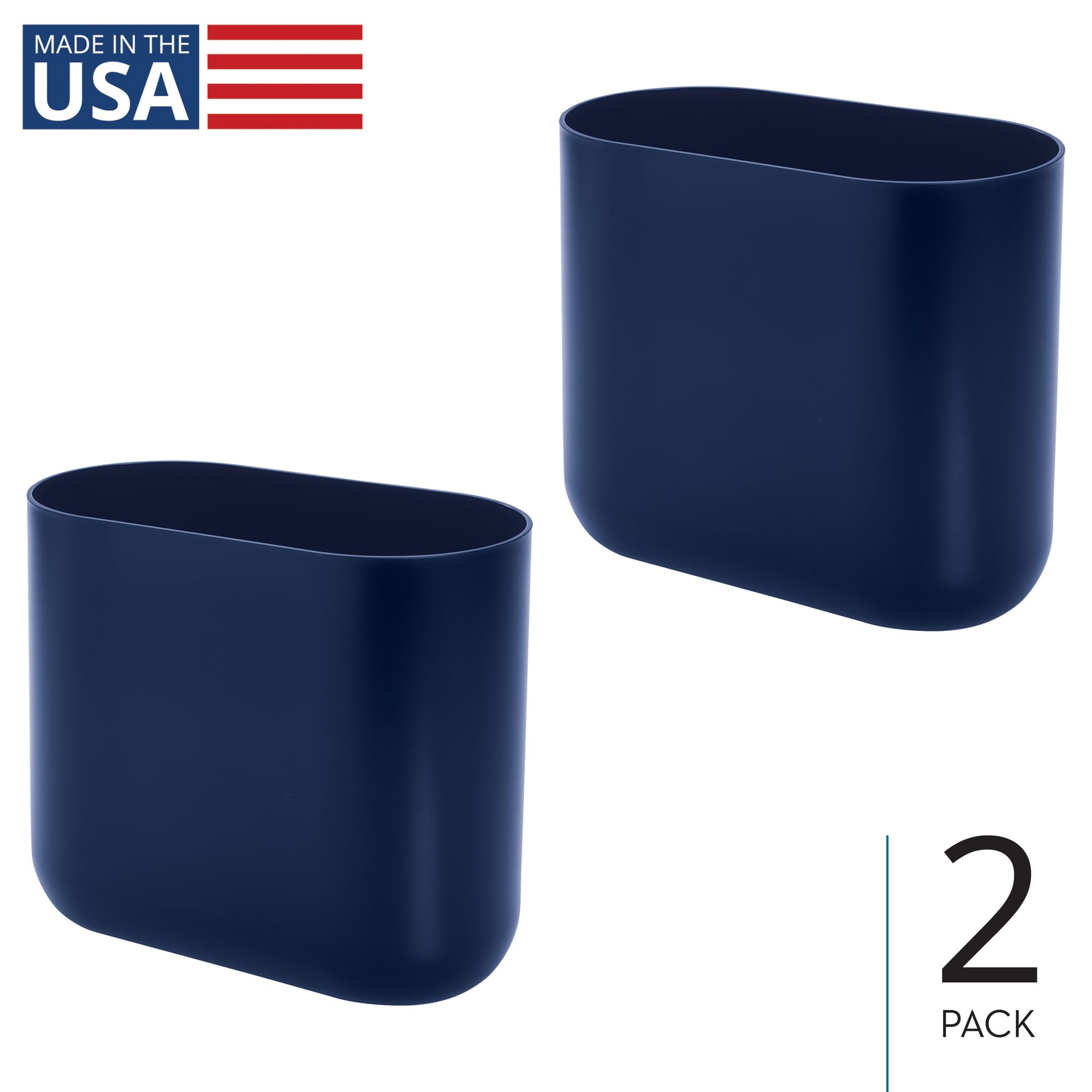 iDesign Small Slim Plastic Bathroom Trash Can, Black | Garbage Can for Bedroom, Office, Desk, Dorm