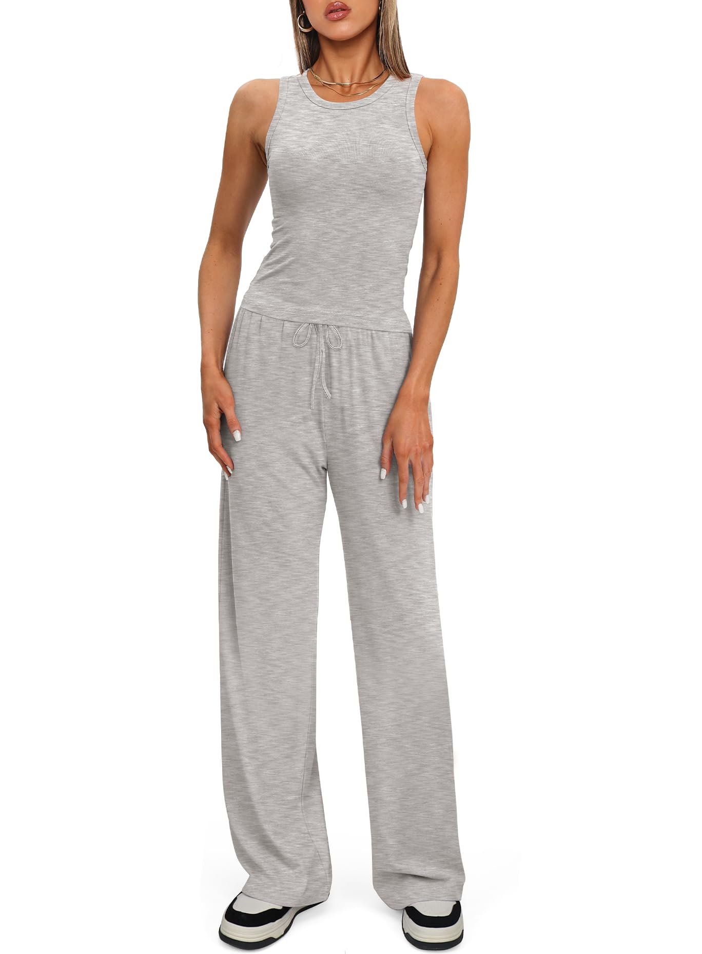 Darong Women's 2 Piece Summer Outfits Sleeveless Matching Lounge Sets
