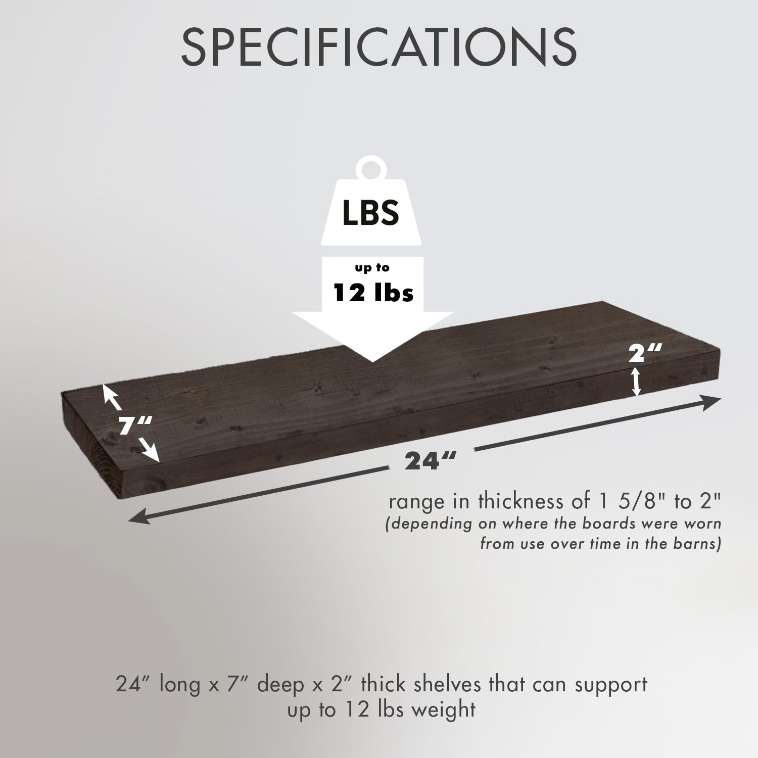 Urban Legacy Reclaimed Barnwood Planks | Floating Shelves for Wall w/Flush Mount Shelf Bracket Set Included | Set of 2 (Coffee Bean, 18"x 4.5"x 2")