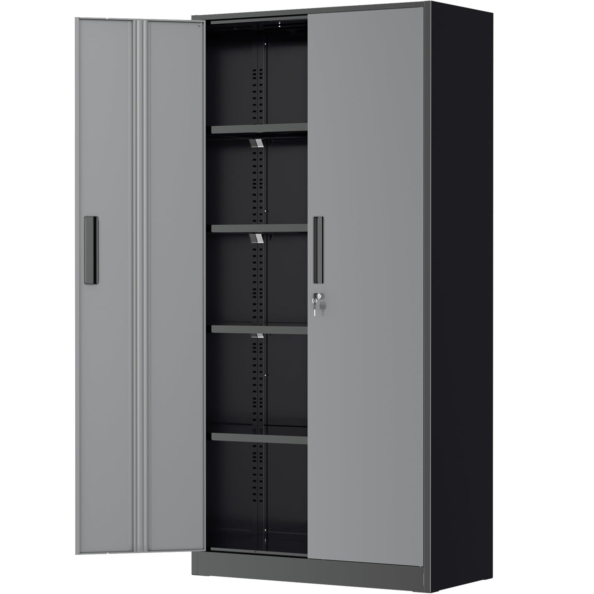 Greenvelly Metal Storage Cabinet, 36" Locking Storage Cabinet with Doors and Shelves, Lockable Storage Cabinets for Home Office, Utility Locker Cabinet, Steel Garage Cabinet with 2 Keys, Black