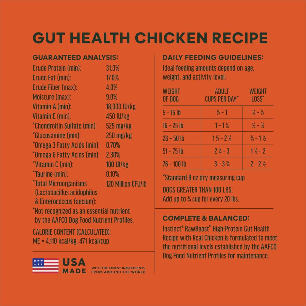 Instinct RawBoost Gut Health, Natural Dry Dog Food with Freeze-Dried Pieces, High Protein, Grain-Free Recipe - Real Chicken, 3.5 lb. Bag
