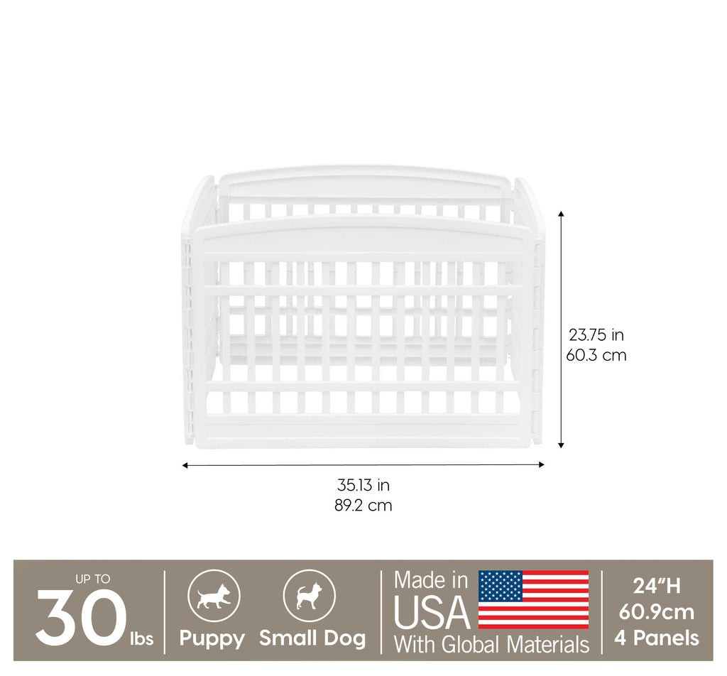 IRIS USA Dog Playpen 24" 4-Panel Puppy Playpen, 35 x 35 x 24, Dog Playpen, Dog Play Pen Indoors, Pet Fence, Puppies/Small Dogs, Black