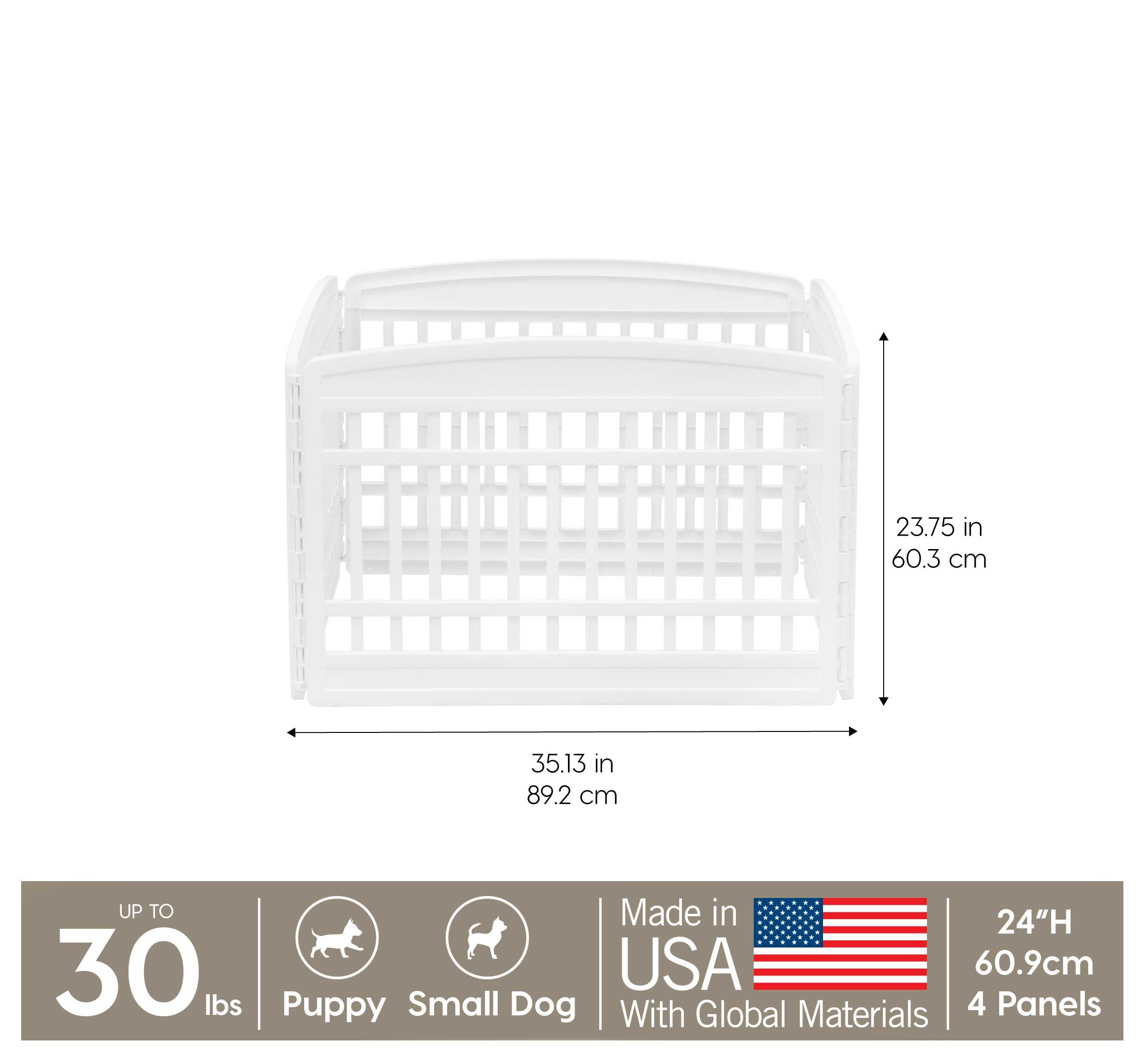 IRIS USA Dog Playpen 24" 4-Panel Puppy Playpen, 35 x 35 x 24, Dog Playpen, Dog Play Pen Indoors, Pet Fence, Puppies/Small Dogs, Black