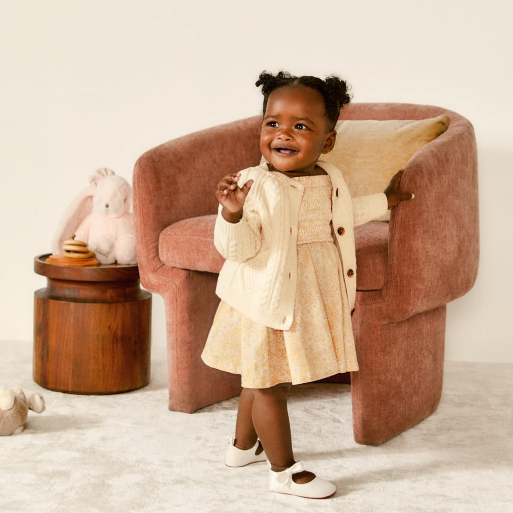Amazon Essentials x Sofia Grainge Toddler and Baby Girls' Embroidered Knit Dress