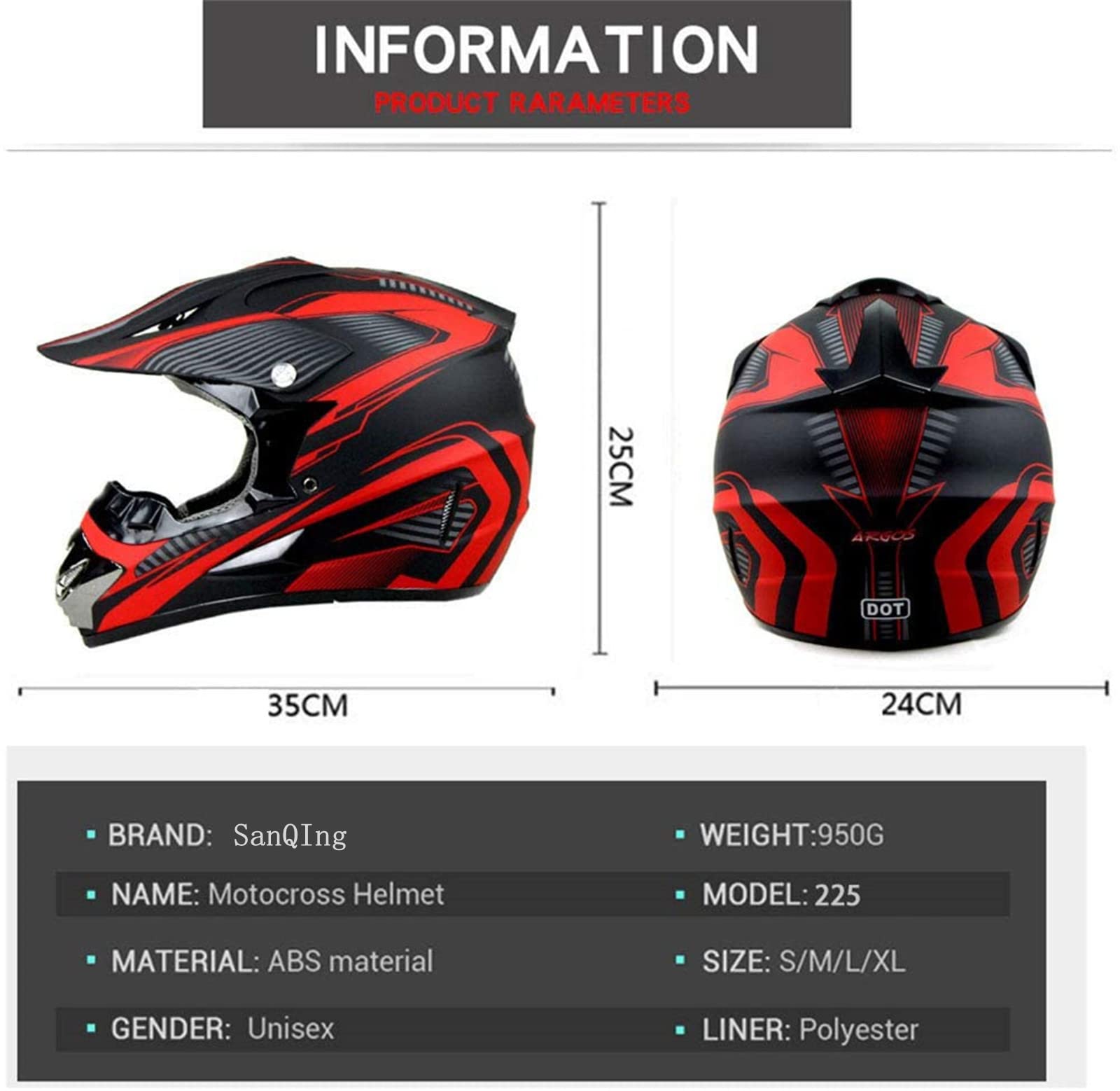 Youth Kids Motocross Helmet Full Face Motorcycle Dirt Bike Off-Road Mountain Bike BMX MX ATV Helmet,DOT Approved,W/Gloves Goggles Mask 4Pcs Set (Black, S)