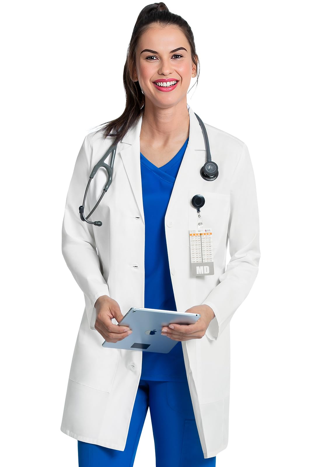 Cherokee Women's Lab Coat Modern Classic Fit 33" & 35" Doctors Coat with 3 Pockets CK452