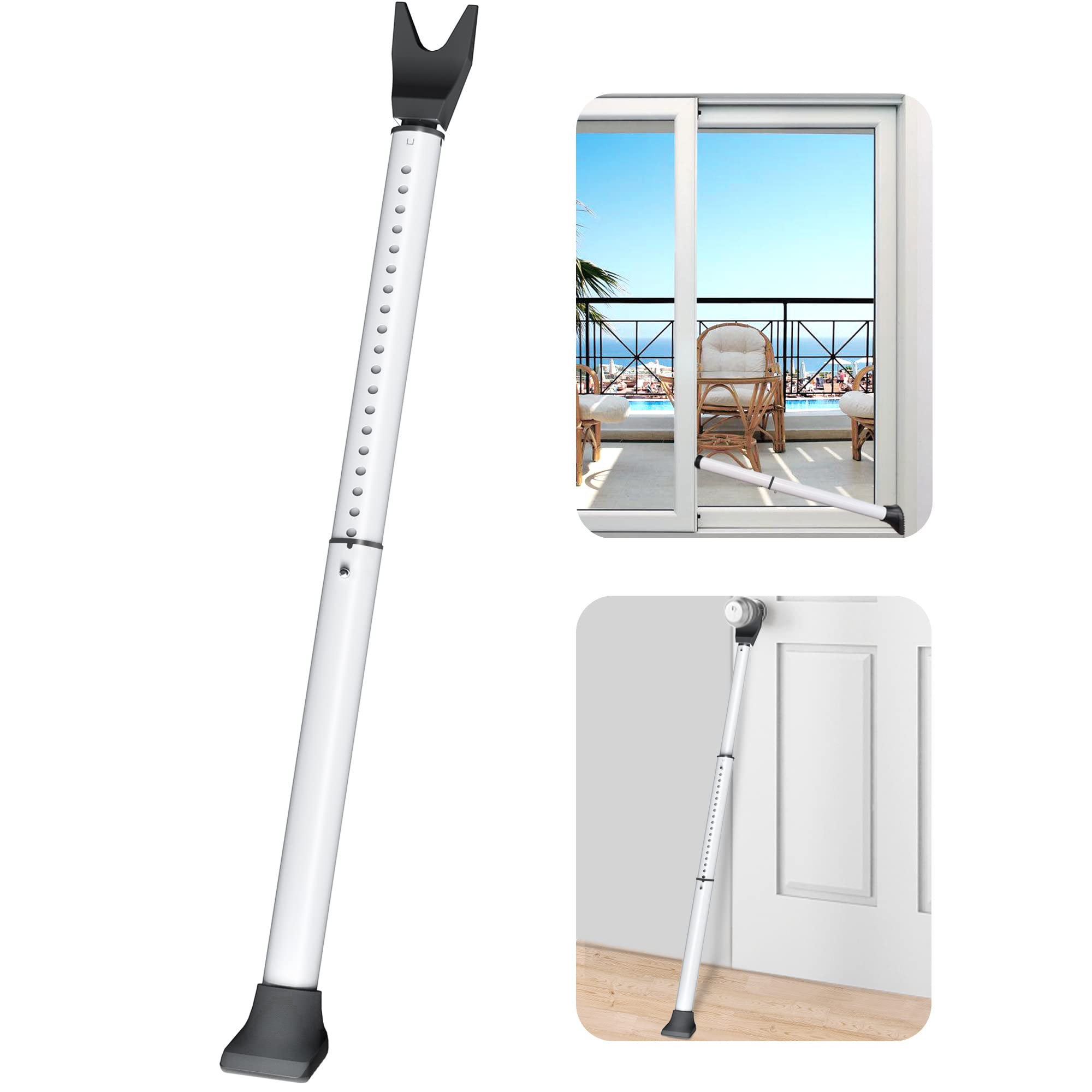 AceMining Upgraded Door Security Bar & Sliding Patio Bar, Heavy Duty Stoppers Adjustable Jammer for Home, Apartment, Travel (1 Pack,Grey)