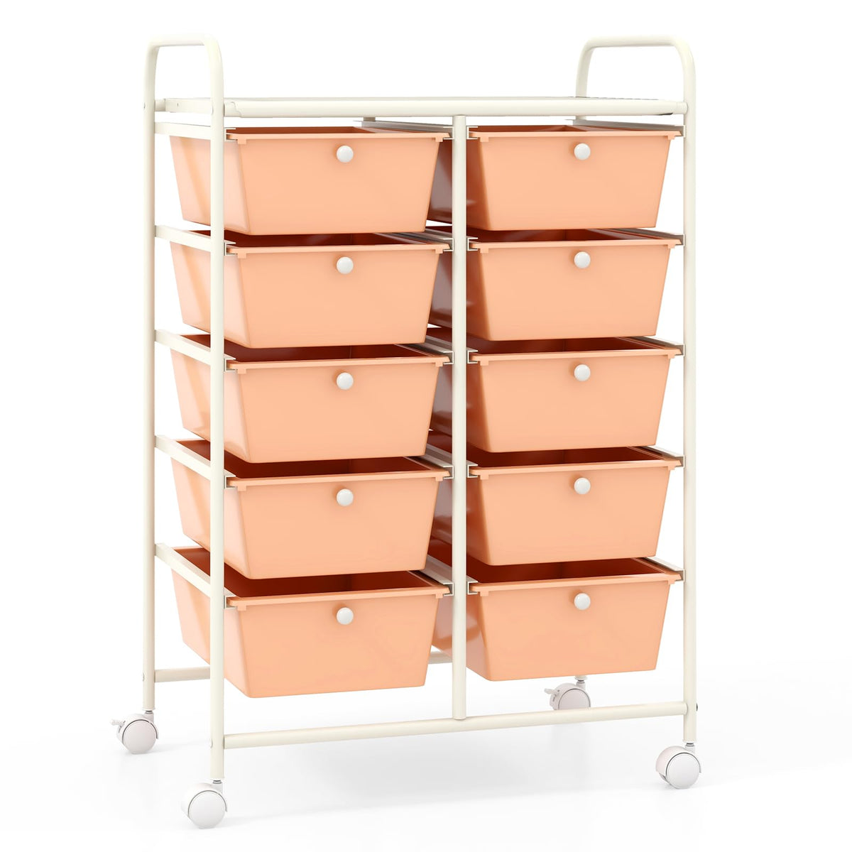 LDAILY 9 Drawer Rolling Storage Cart, Rolling Cart with Drawers for Classroom, Art Supply Craft Organizer on Wheel with Metal Frame & Handles for Home Office School